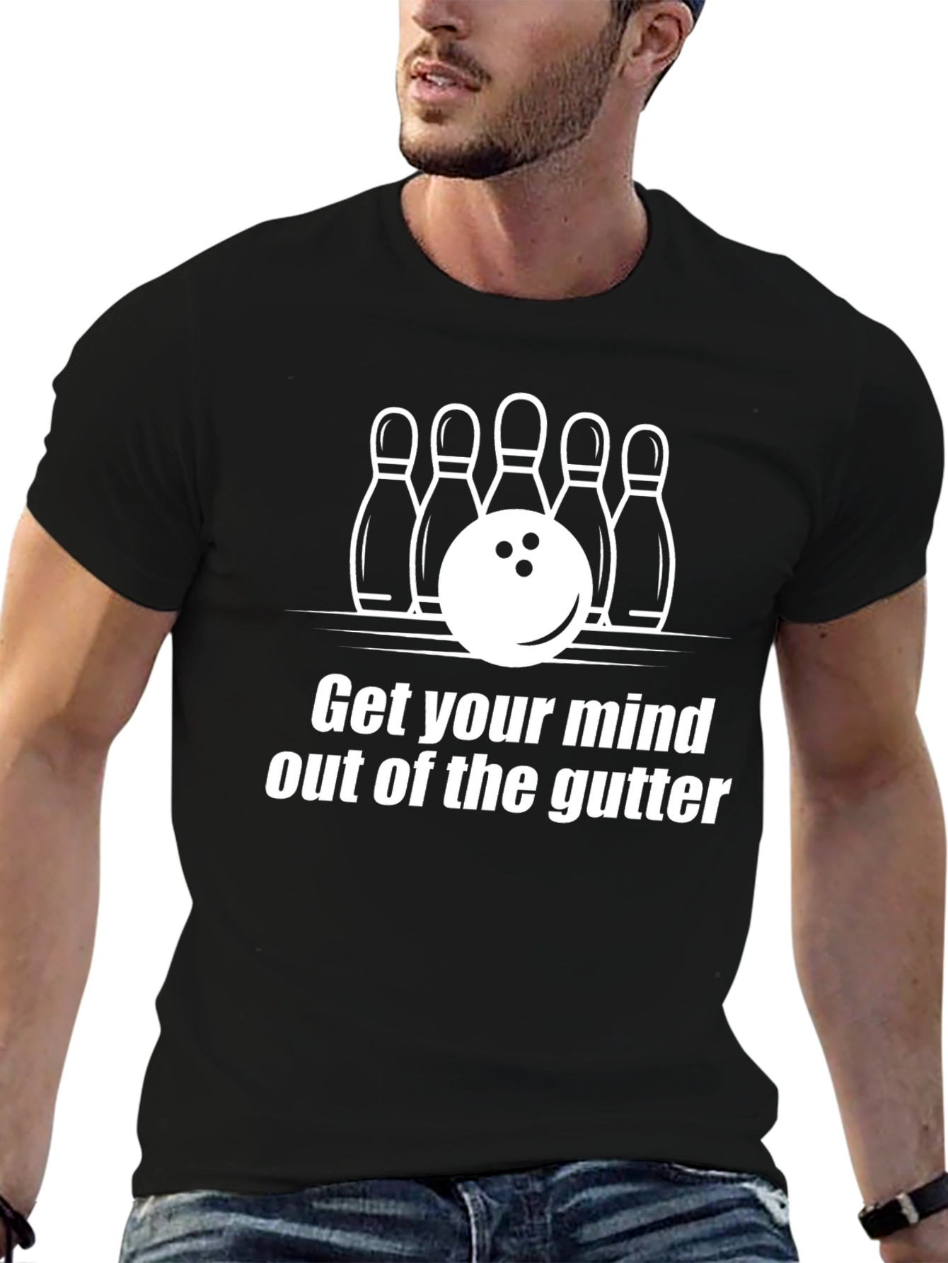 Black Bowling Mind Out of the Gutter Graphic T-Shirt view 6