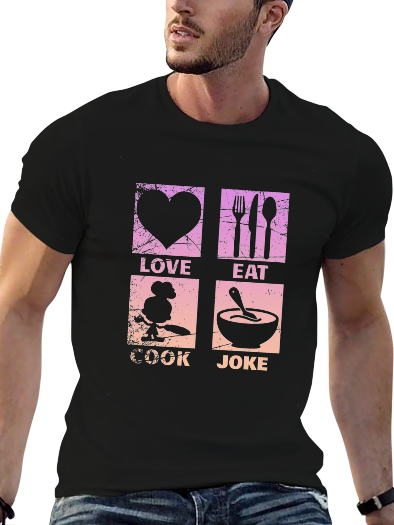 Black Love Eat Cook Joke T-Shirt view 6