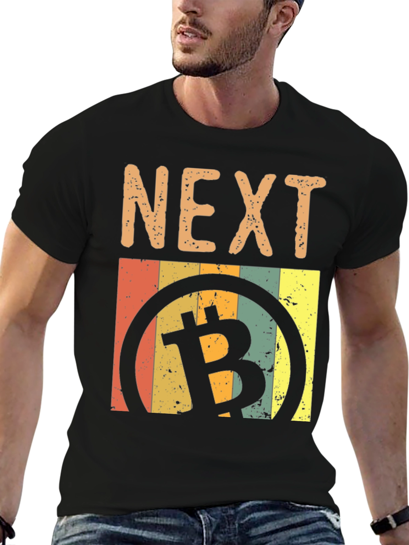 Black Next Bitcoin Retro Style Graphic Tee view 6