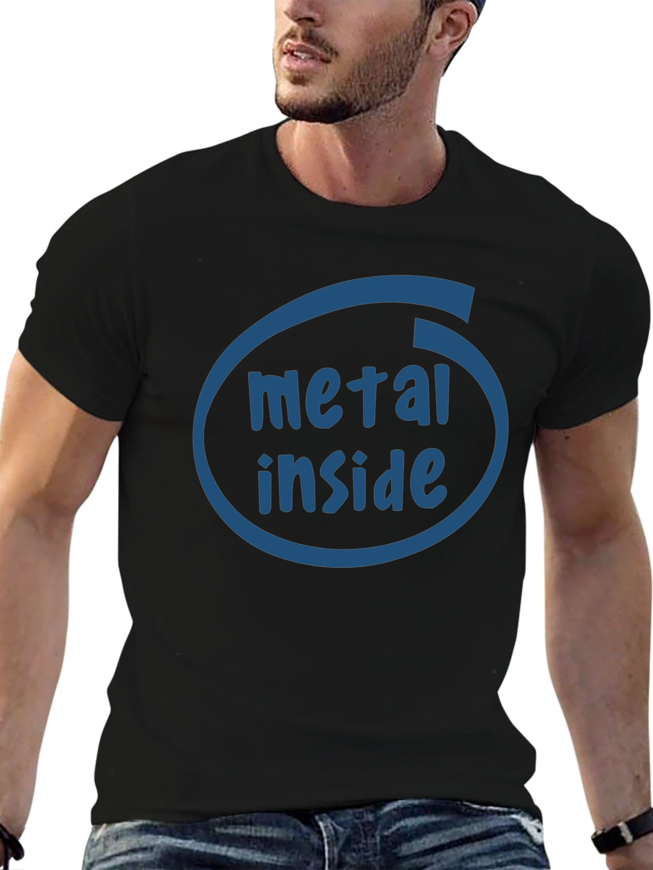 Black Metal Inside Funny Graphic T-Shirt view 6