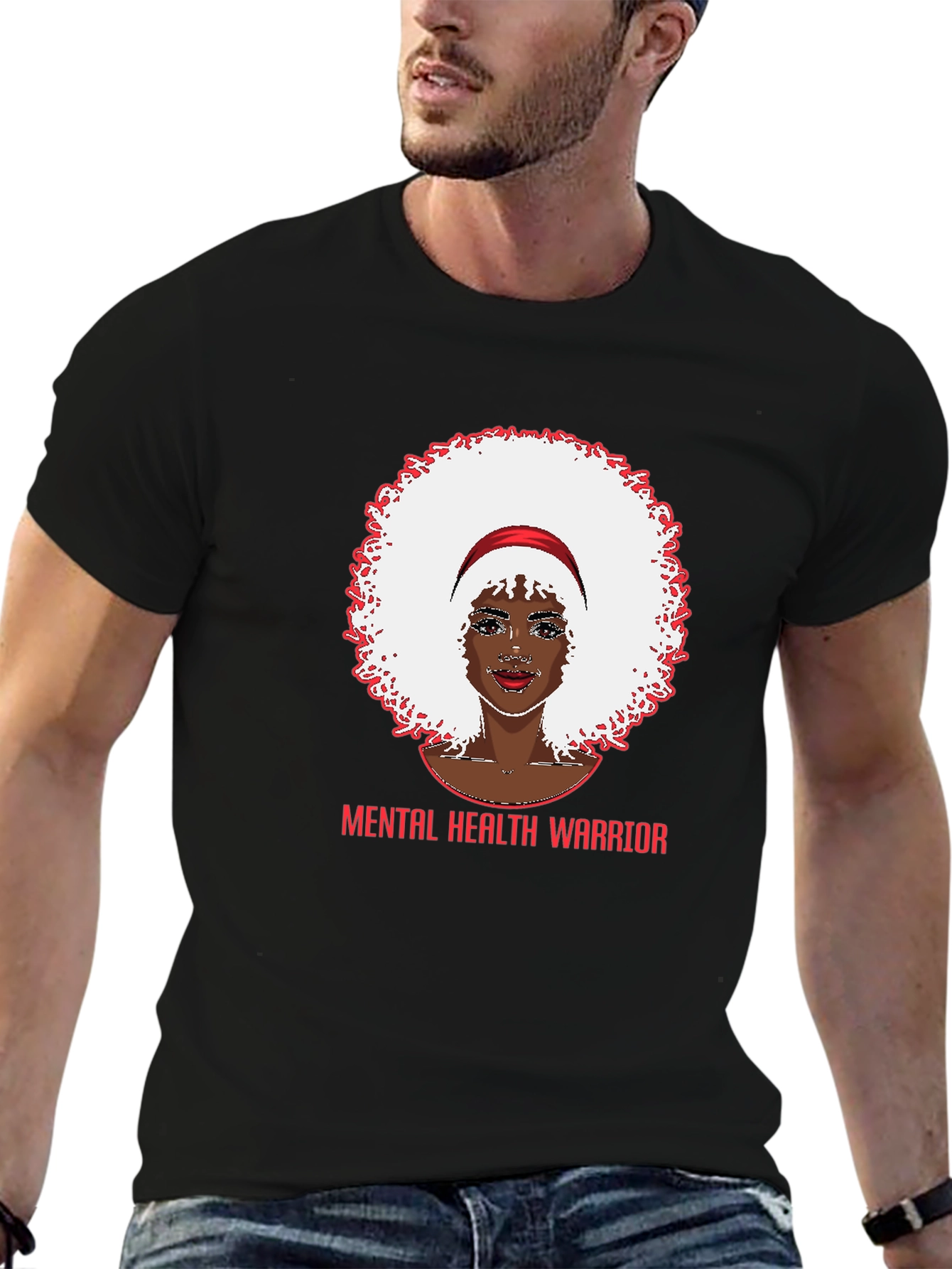 Black Mental Health Warrior T-Shirt - Unisex view 6