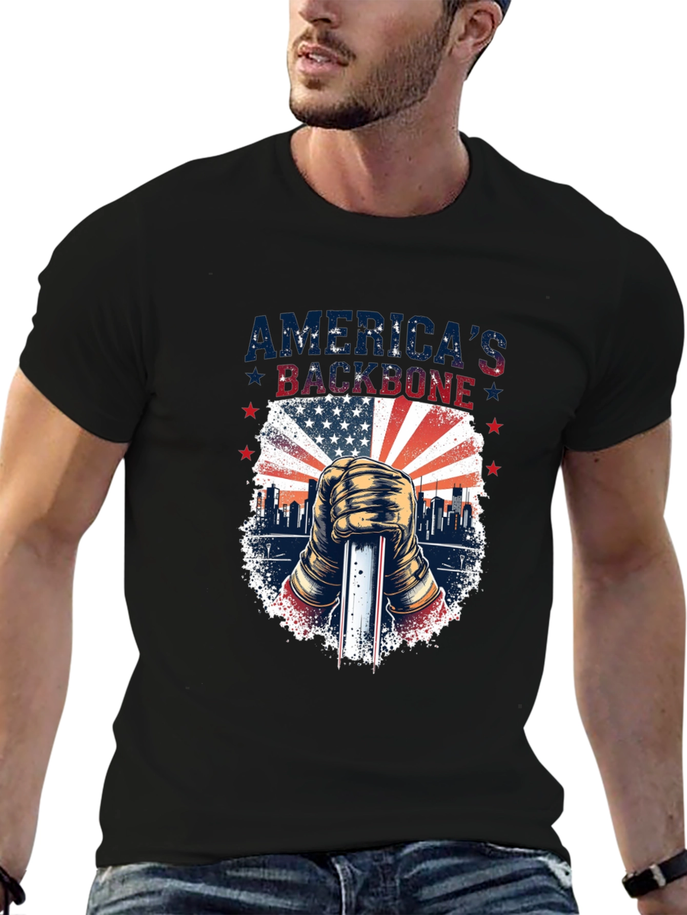Black America's Backbone T-Shirt view 6