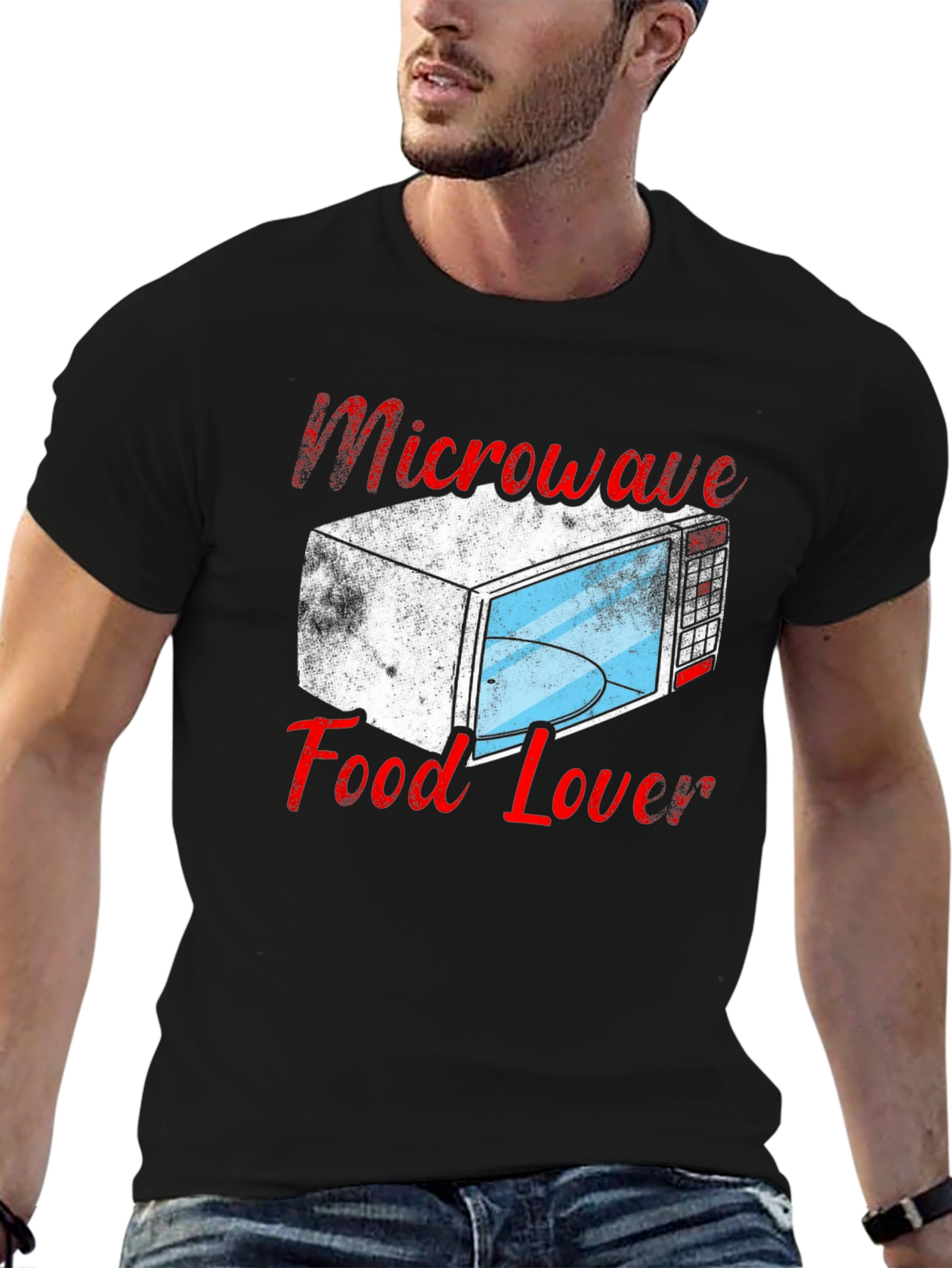 Black Microwave Food Lover T-Shirt - Funny Cook Tee view 6