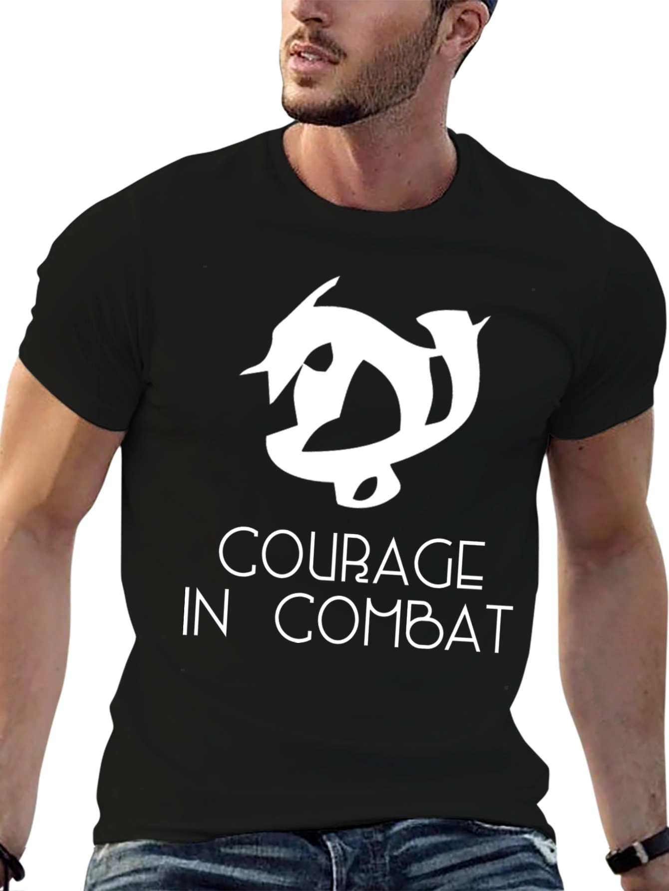 Black Courage In Combat Graphic T-Shirt - Bold Design view 6