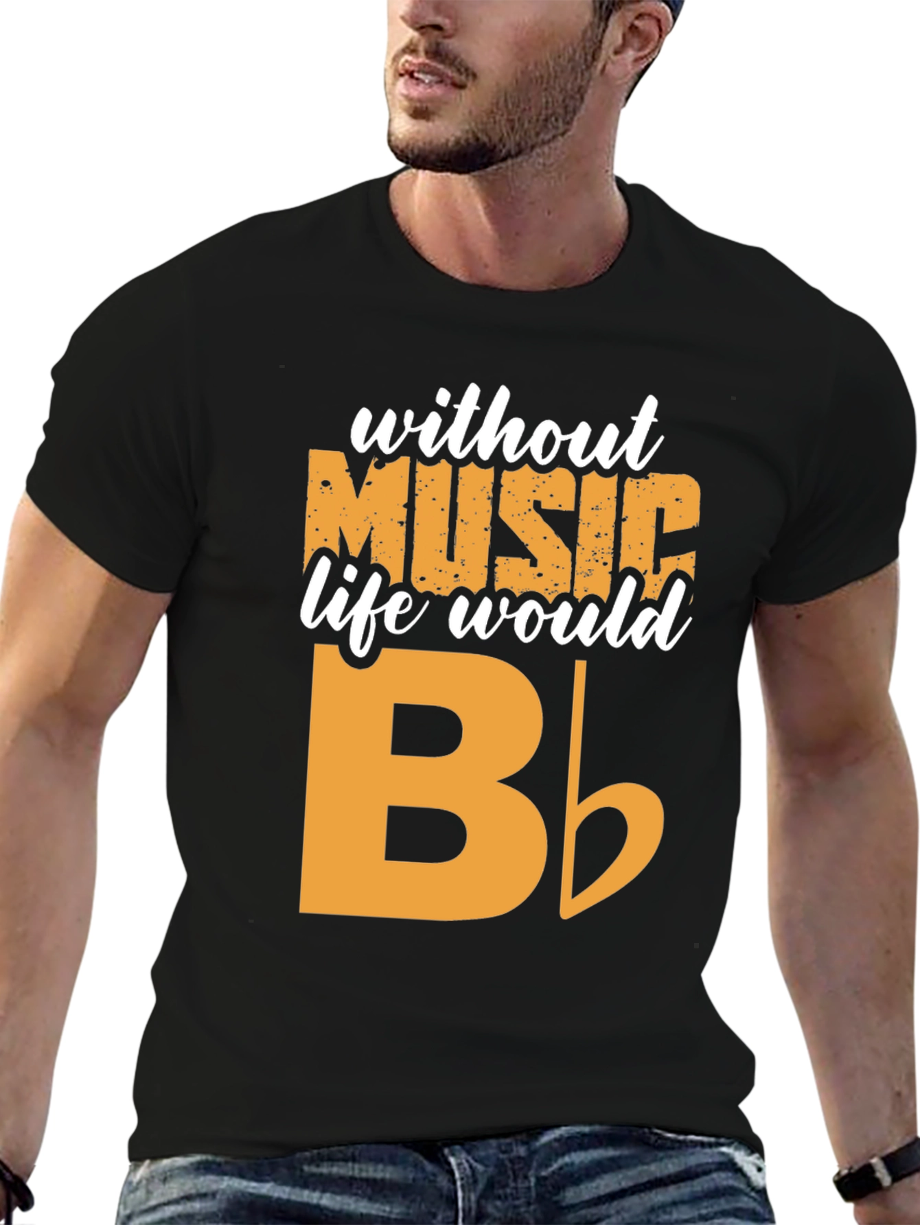 Music T-Shirt - Without Music Life Would B Flat - 6