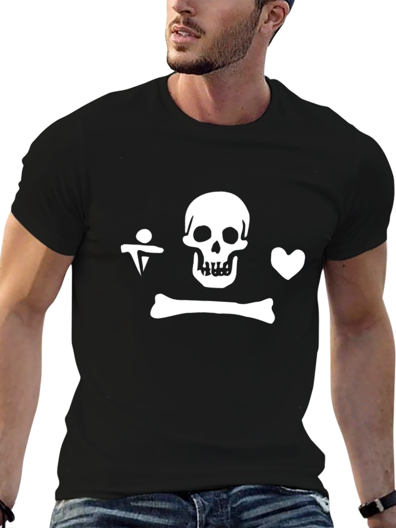 Black Skull and Crossbones Graphic T-Shirt view 6