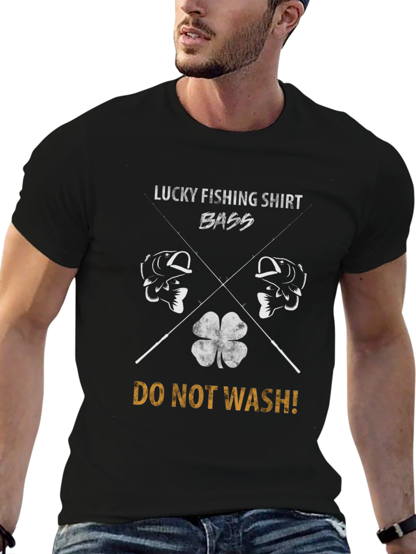 Black Lucky Fishing Bass Graphic Tee - Do Not Wash! view 6