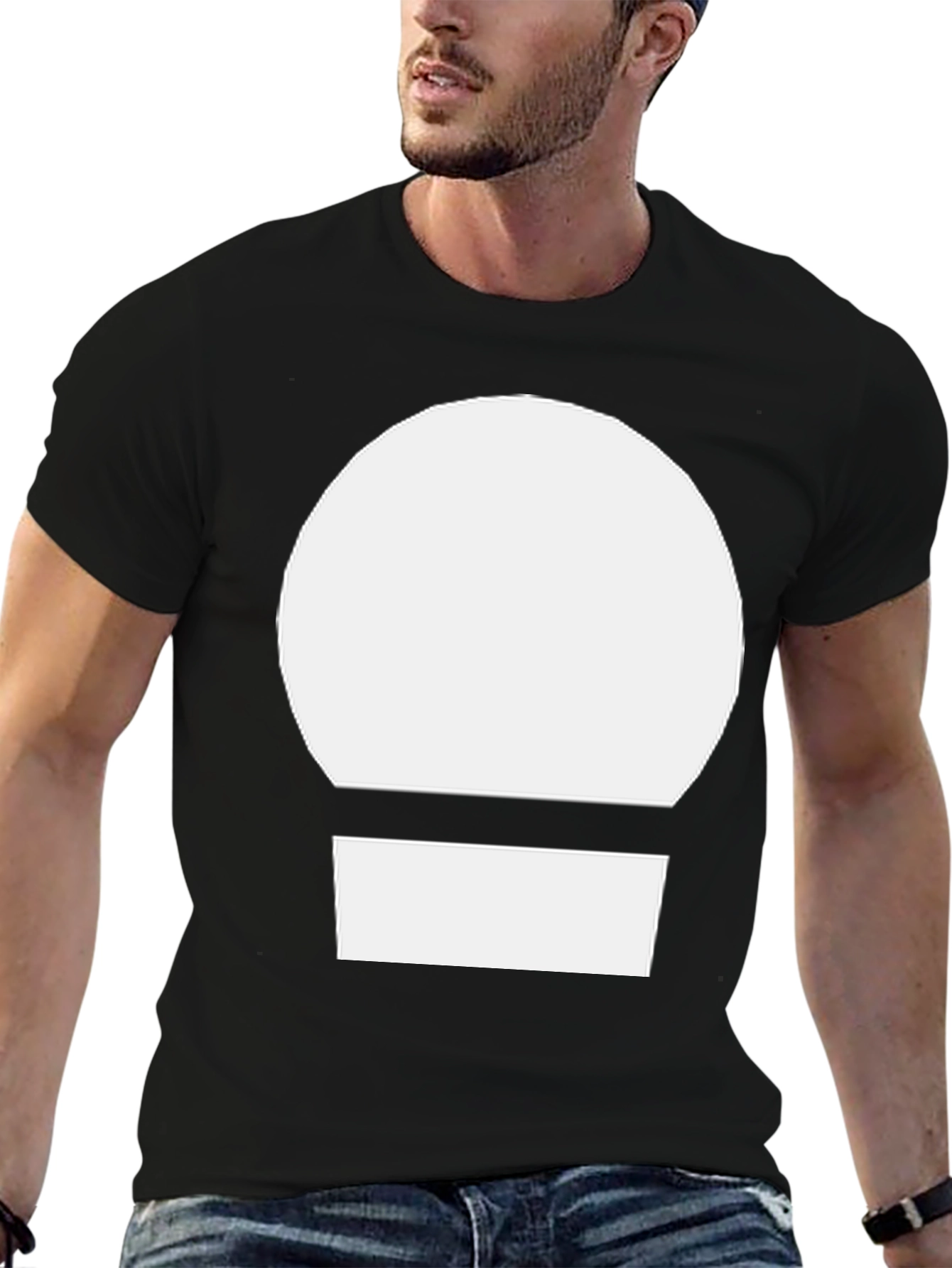 Black Minimalist Graphic Tee - White Circle Design view 6