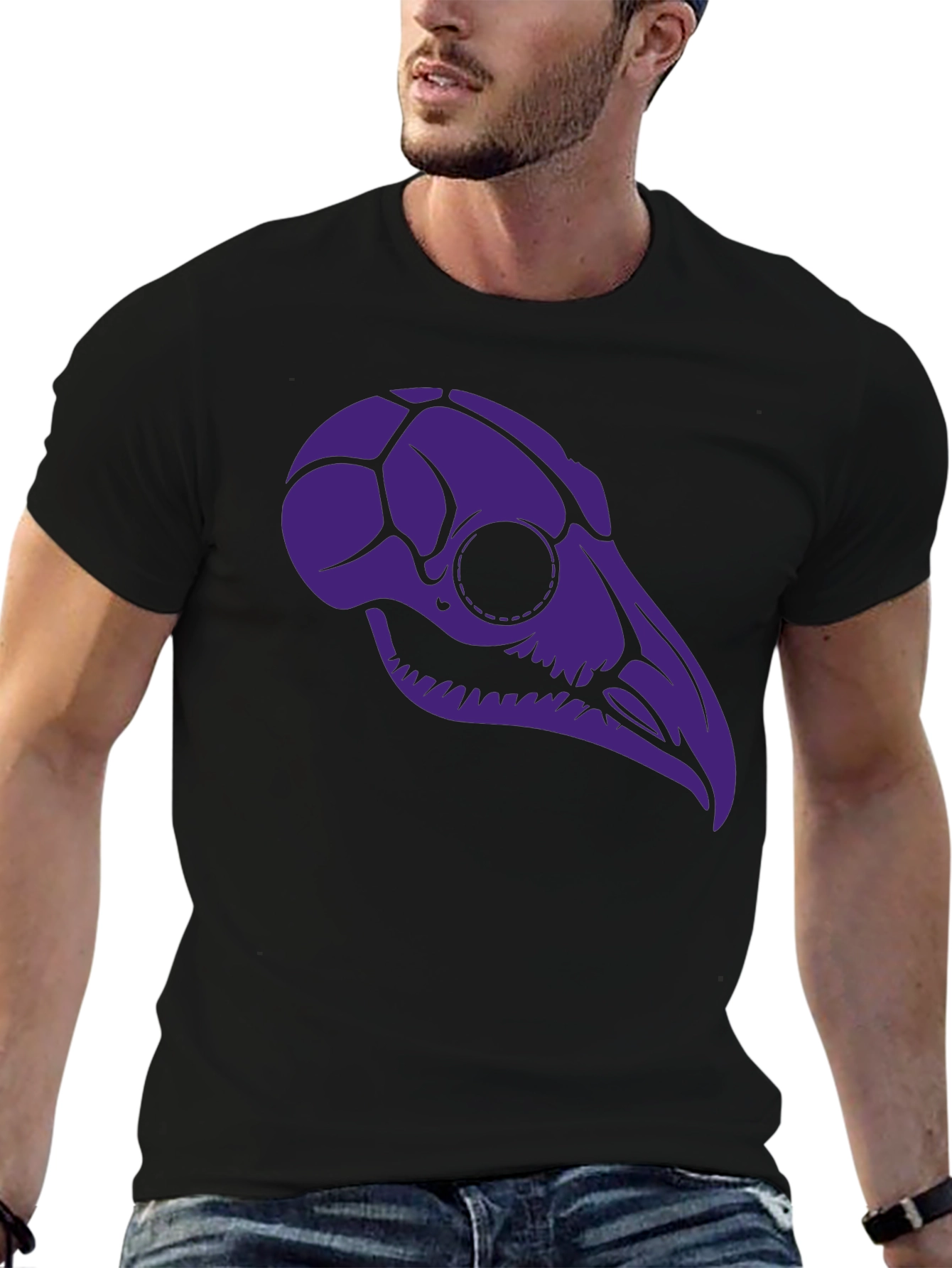 Black Raven Skull Graphic Tee - Black T-Shirt view 6