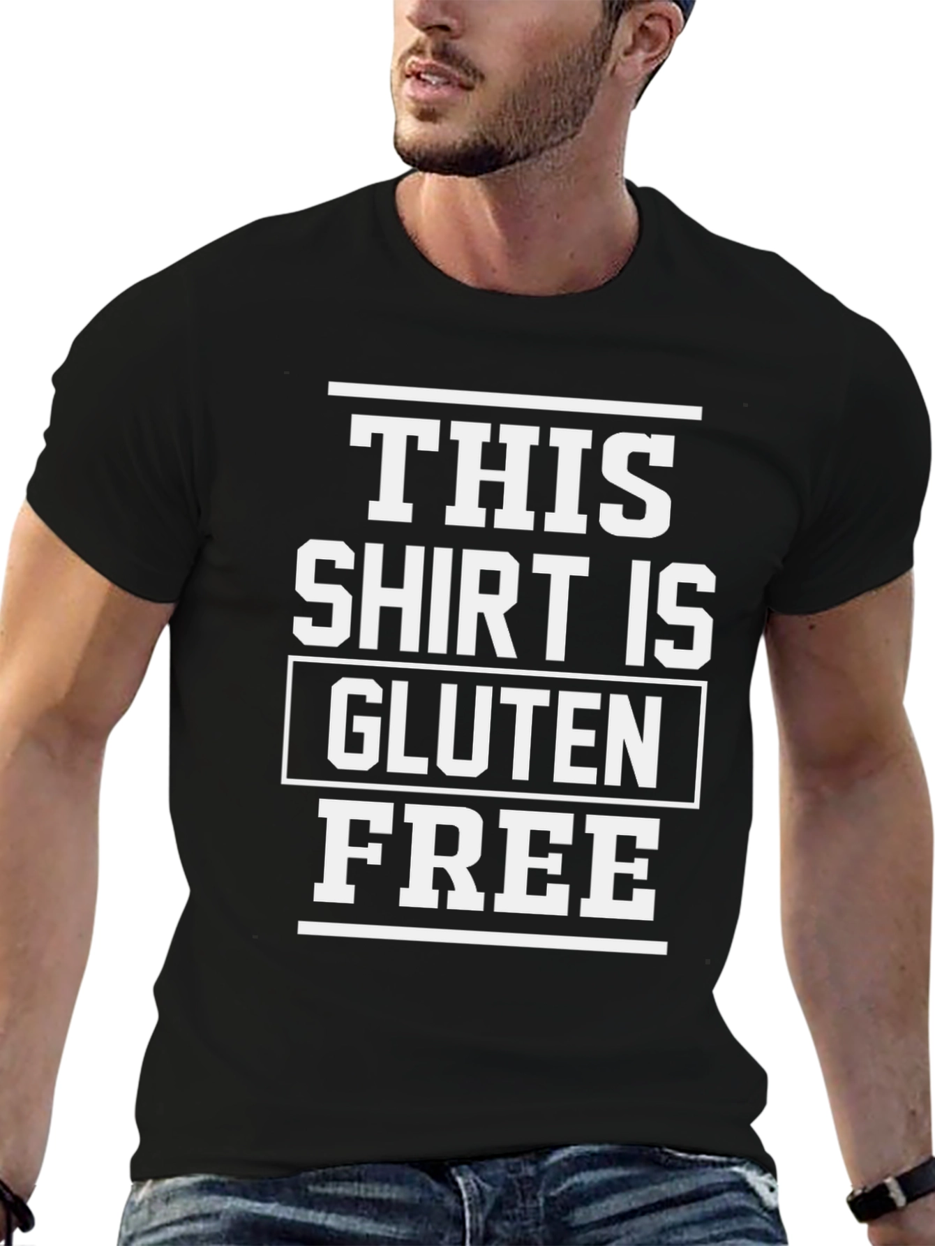 Black Gluten Free T-Shirt - Black Graphic Tee view 6