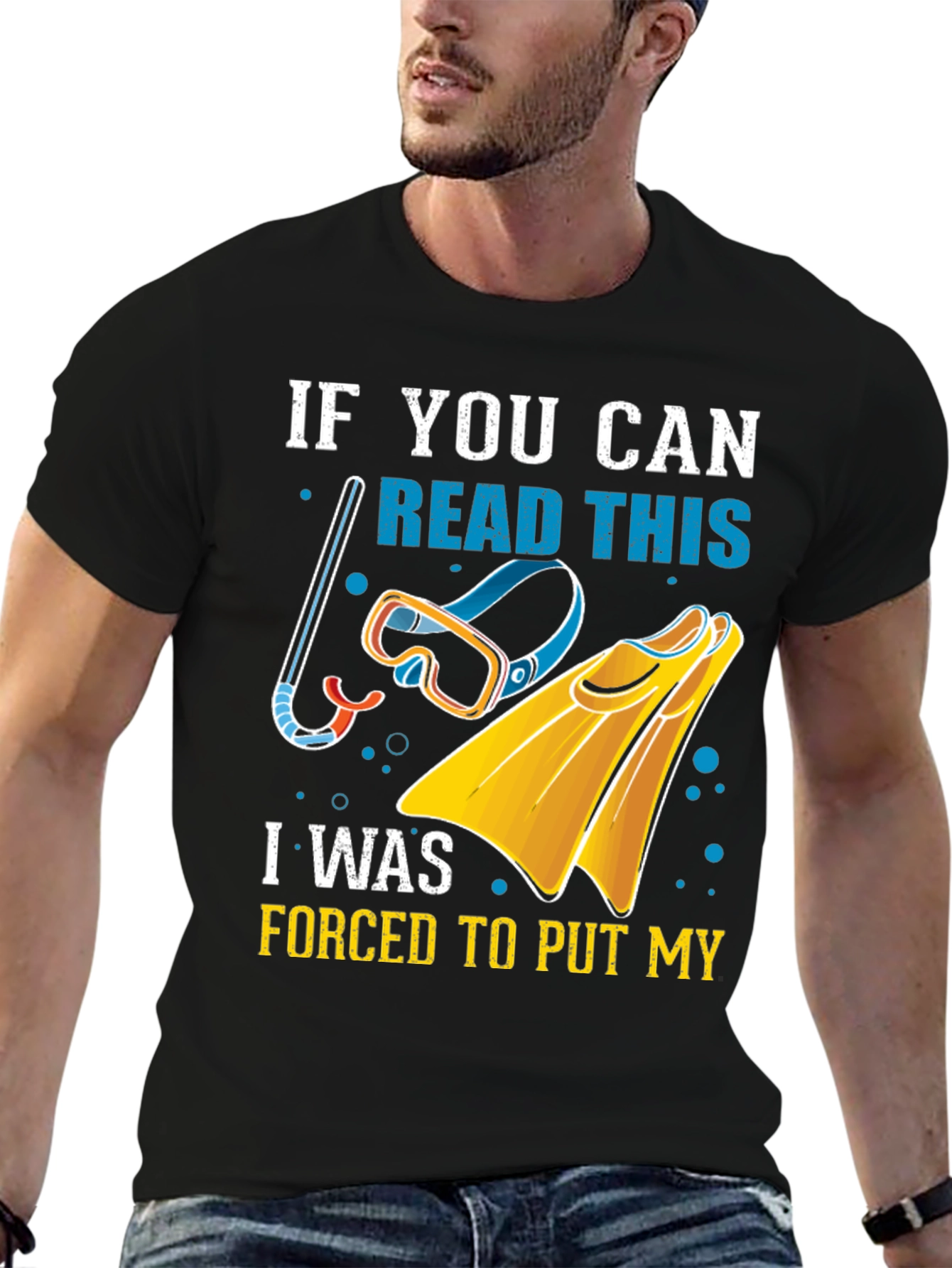 Black Snorkel Gear T-Shirt - If You Can Read This Funny Dive Tee view 6