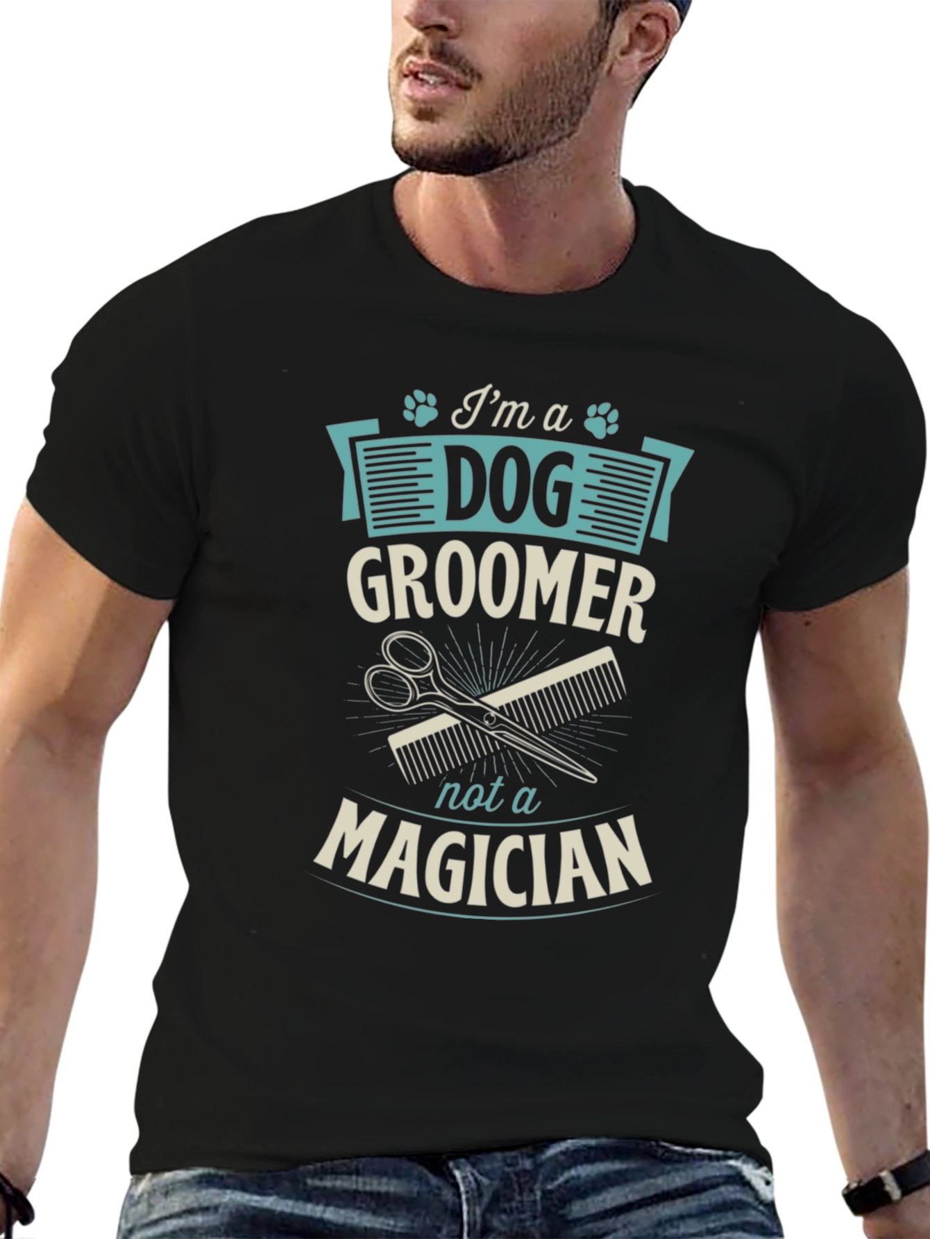 Black Dog Groomer T-Shirt - Funny Pet Grooming Apparel view 6