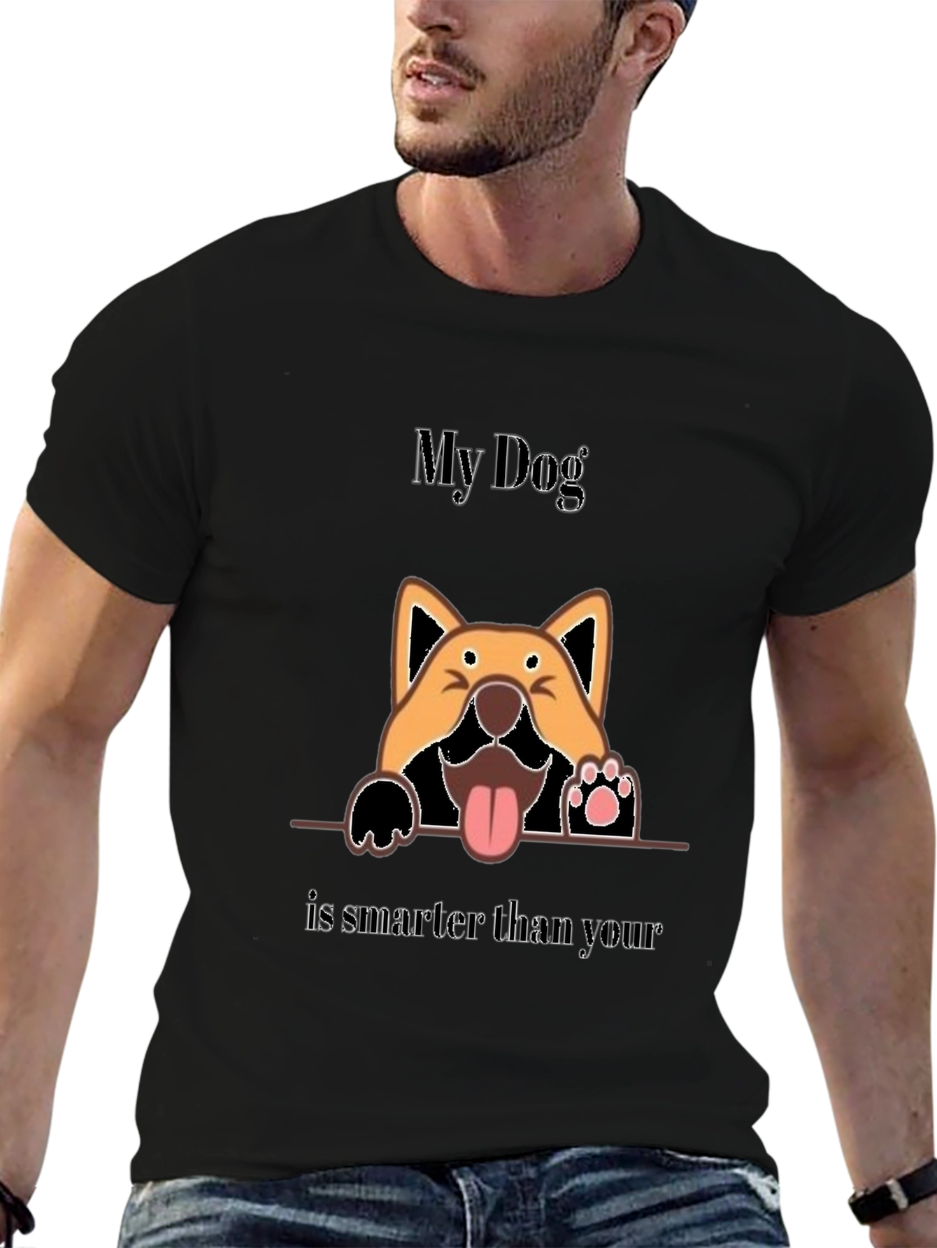 Black My Dog Is Smarter Than Your Dog Graphic Tee view 6