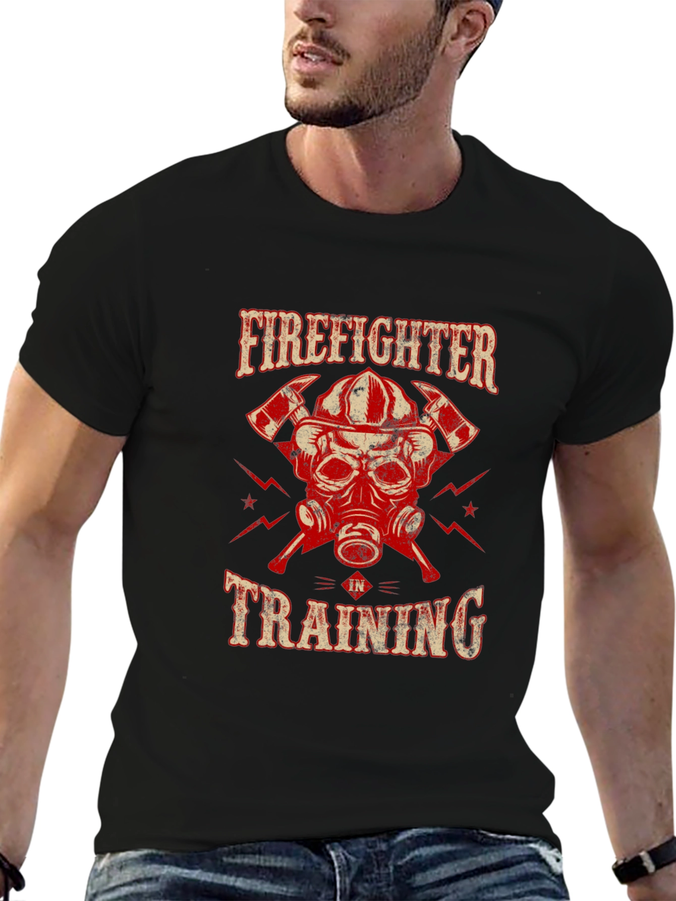 Black Firefighter in Training Graphic T-Shirt view 6
