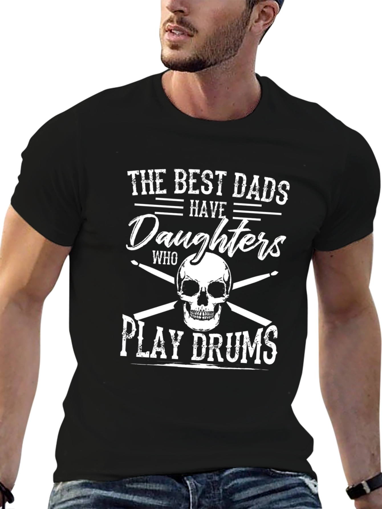 Black Best Dads Daughters Play Drums T-Shirt view 6