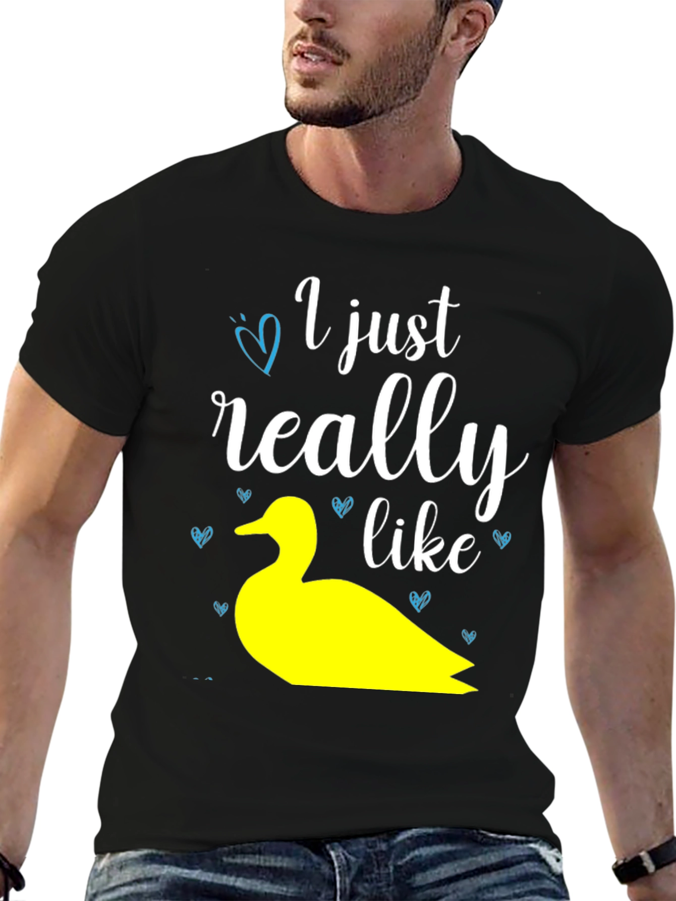 Black Duck Lover T-Shirt: "I Just Really Like Ducks" Graphic Tee view 6