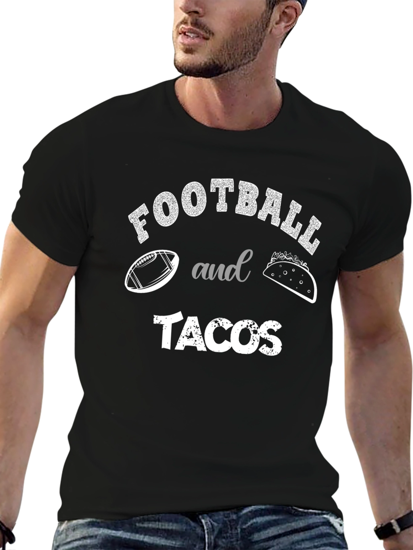 Black Football and Tacos Graphic Tee view 6