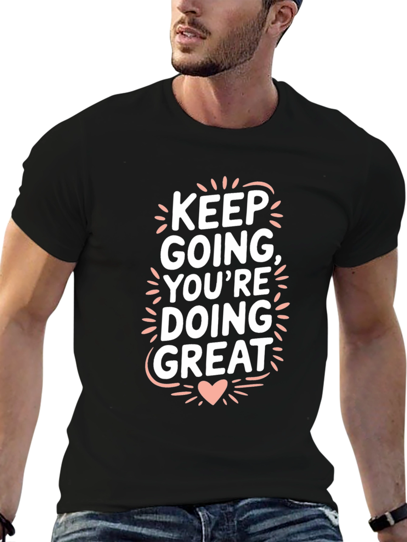 Black Keep Going Graphic Tee - Motivational T-Shirt view 6