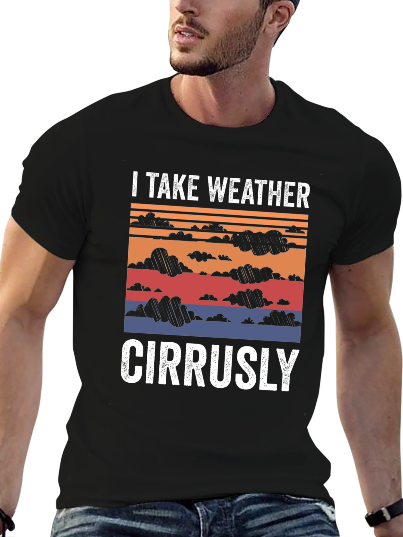 Black Weather Pun T-Shirt - Cirrusly Funny Tee view 6