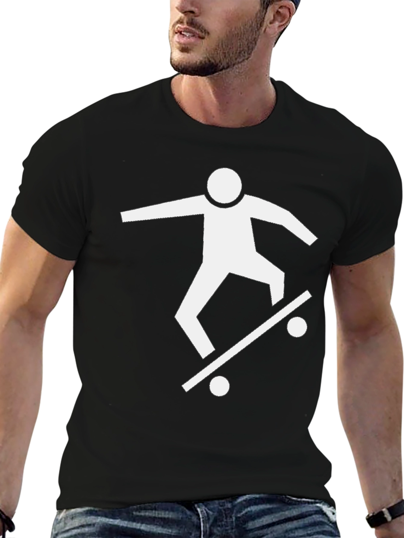 Black Skateboarder Graphic Tee - Black view 6