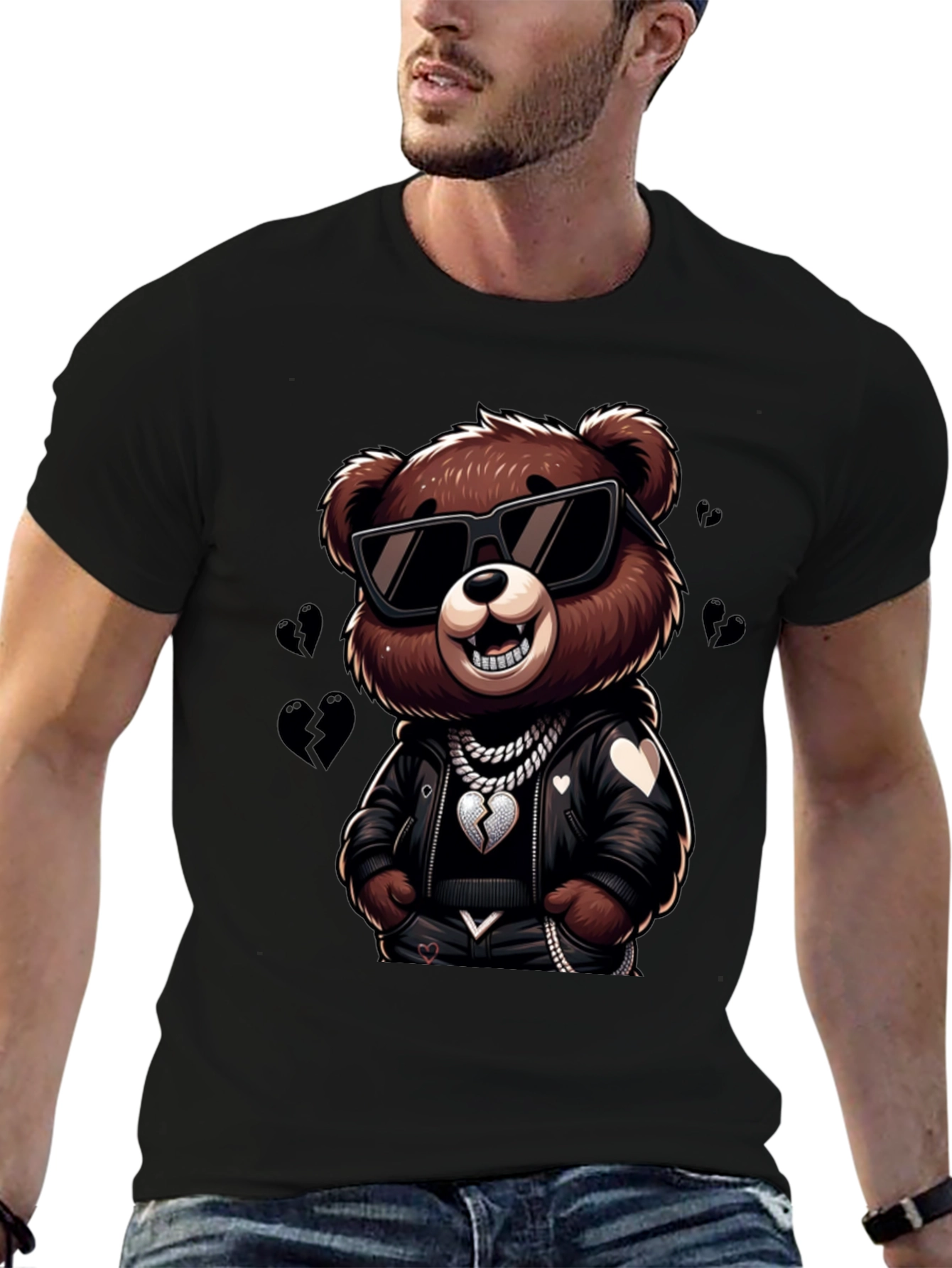 Black Cool Bear Graphic Tee - Stylish & Unique Design view 6