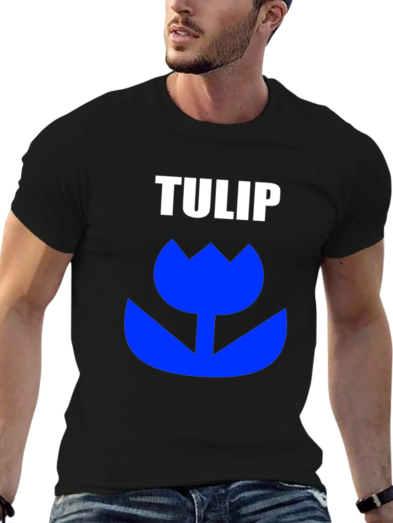 Black TULIP Graphic Tee - Bold Statement T-Shirt view 6