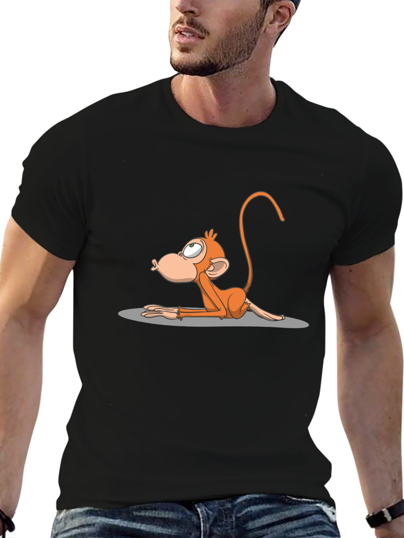 Black Monkey Yoga Pose Graphic T-Shirt view 6