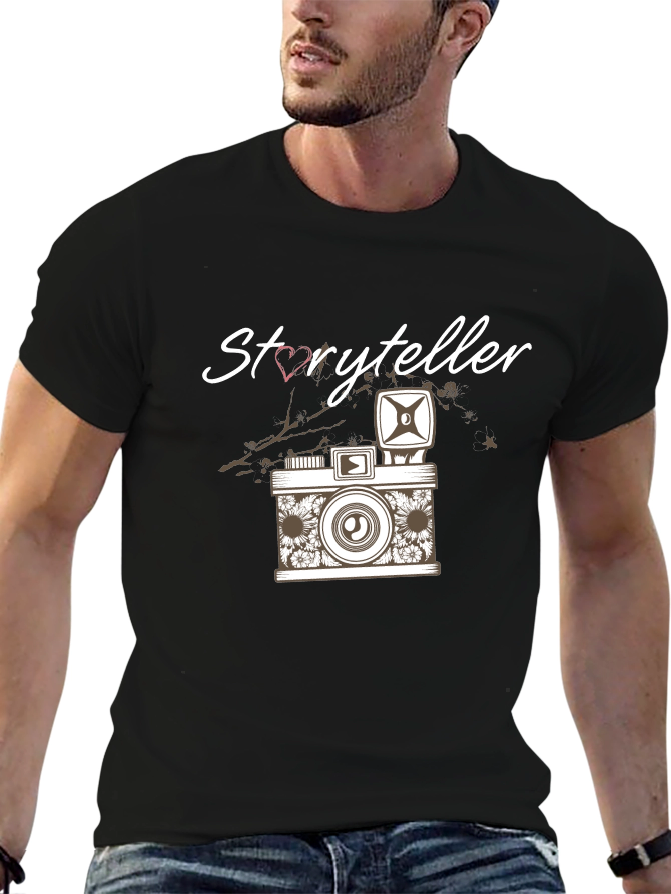 Black Storyteller Camera Graphic T-Shirt - Trendy Casual Tee view 6