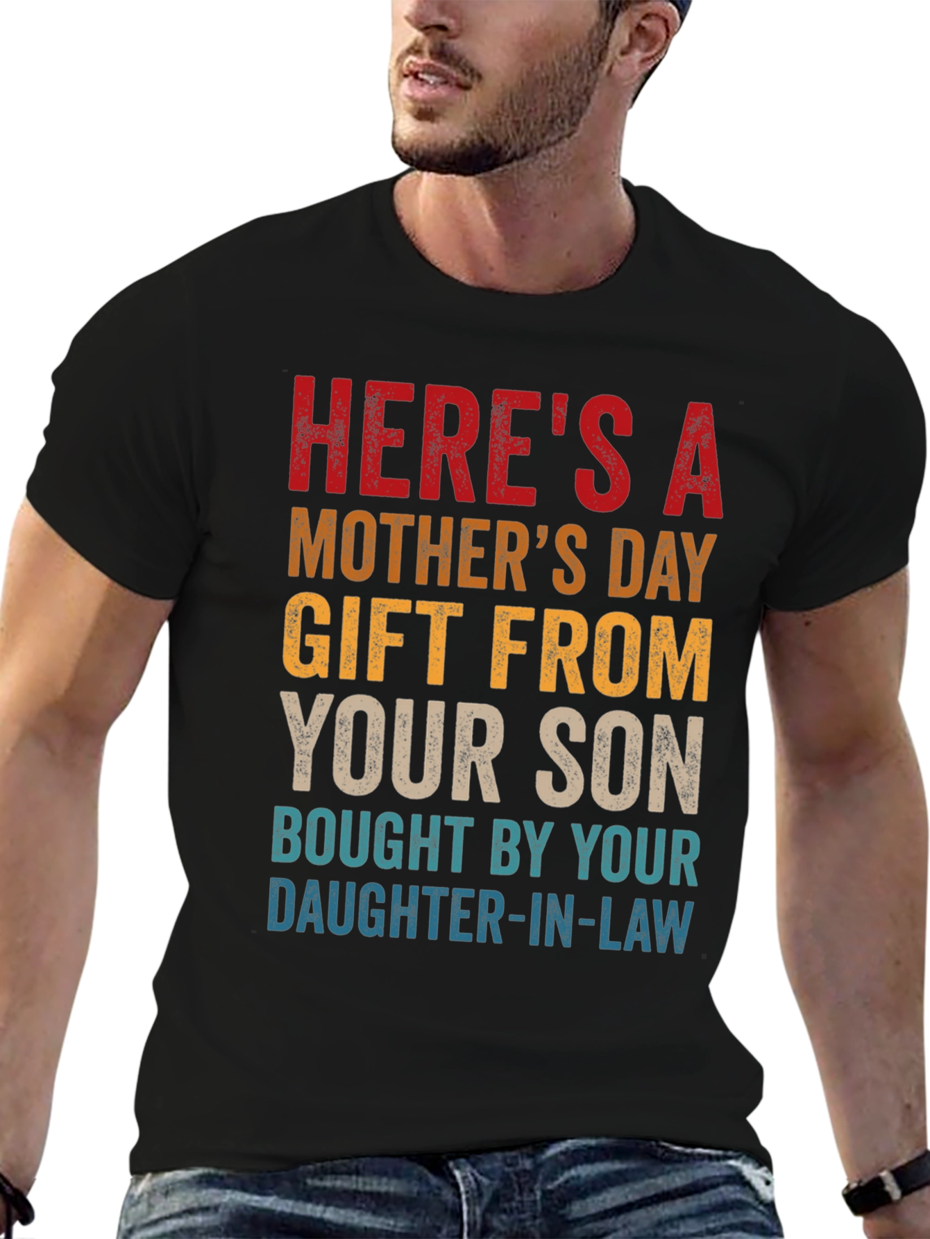 Black Humorous "Gift From Son" Mother's Day T-Shirt view 6
