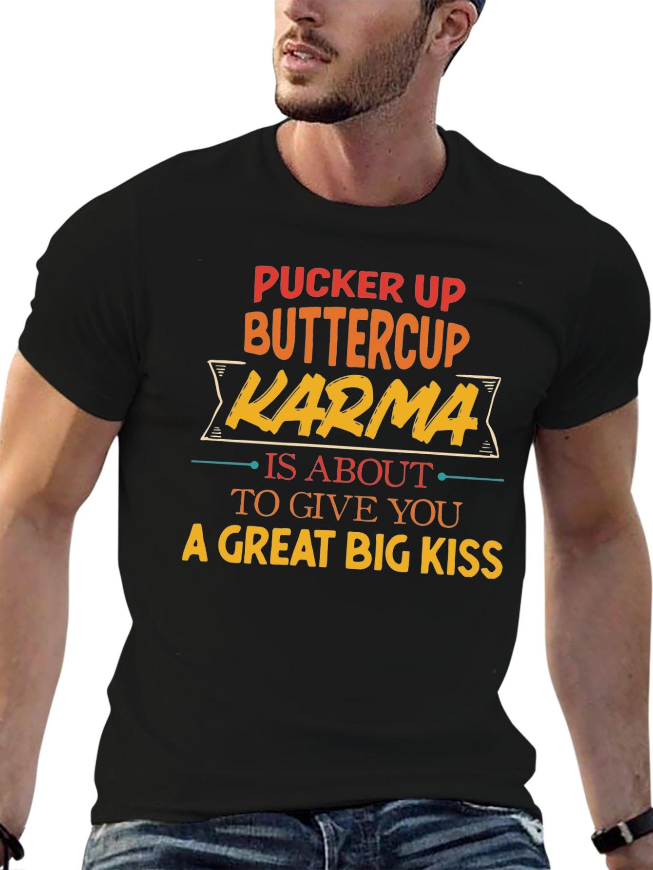 Black Pucker Up Buttercup Karma T-Shirt view 6