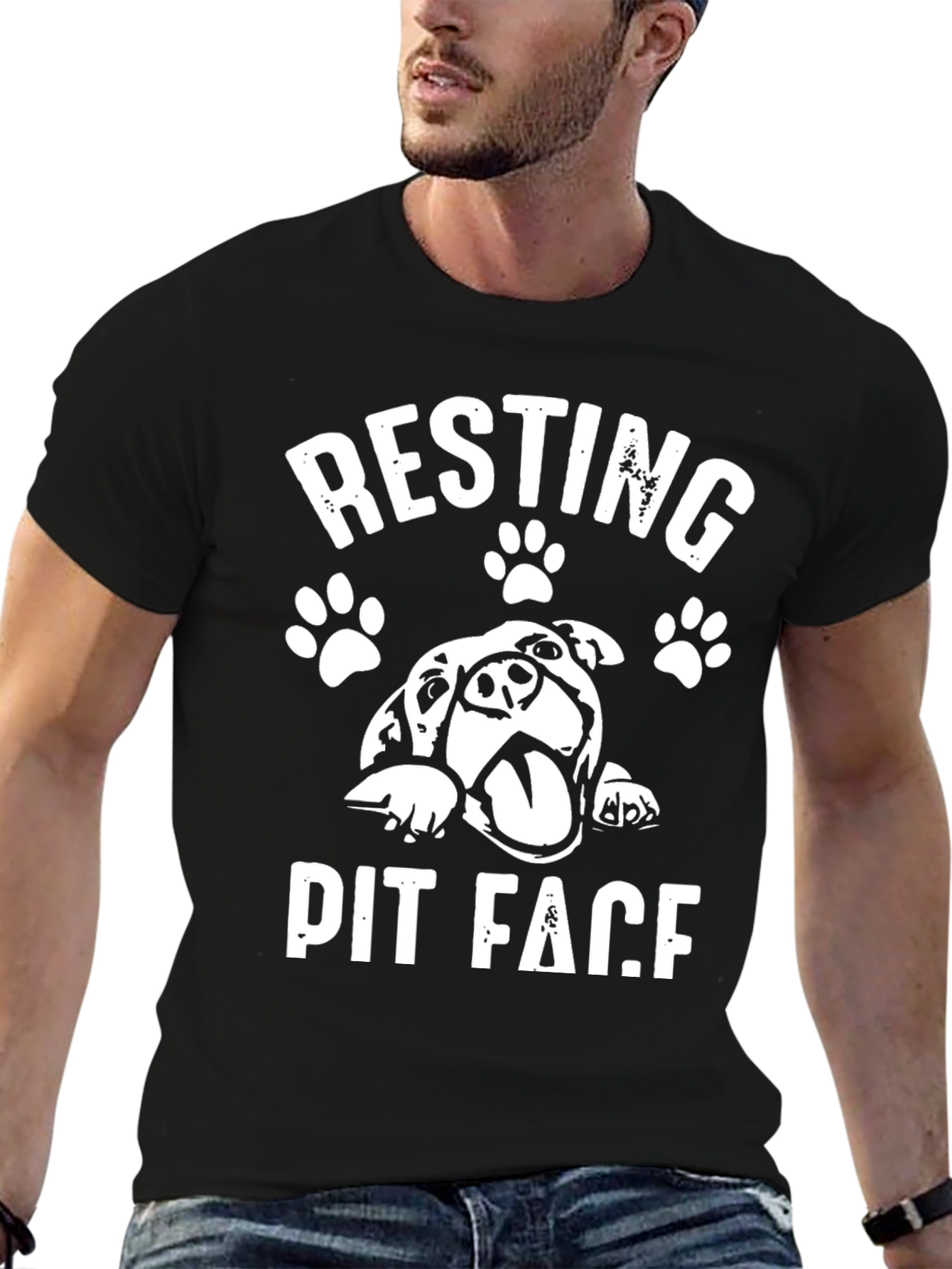 Black Resting Pit Face Dog T-Shirt - Funny Dog Lover Tee view 6