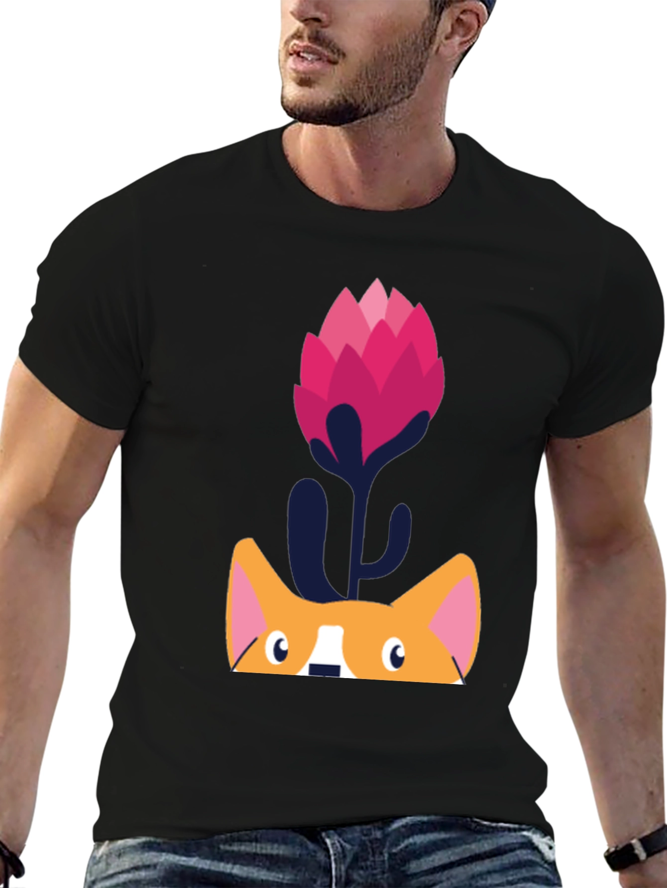 Black Corgi Flower Graphic Tee - Unique Design view 6
