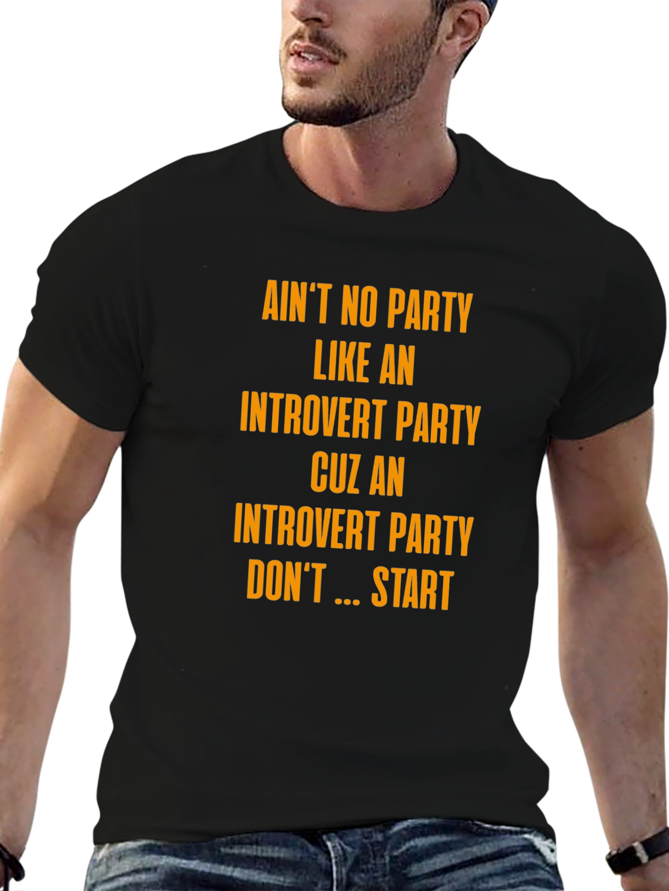Black Introvert Party T-Shirt - Funny Slogan Tee view 6