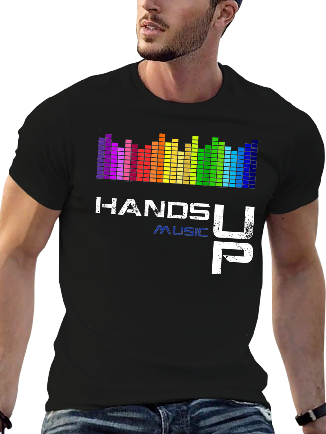 Black Hands Up Music Graphic Tee view 6