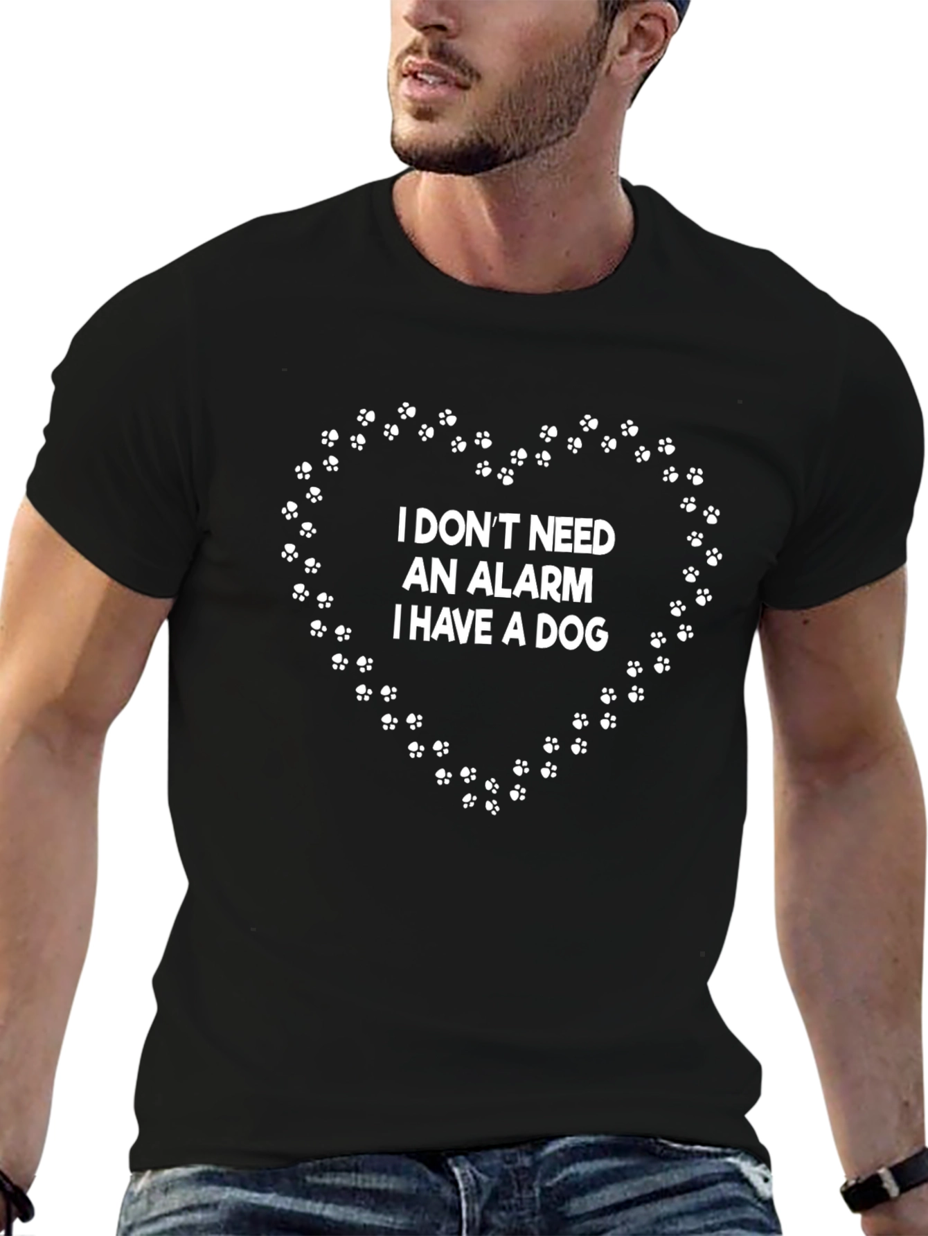 Black Funny Dog Lover T-Shirt: I Don't Need an Alarm view 6