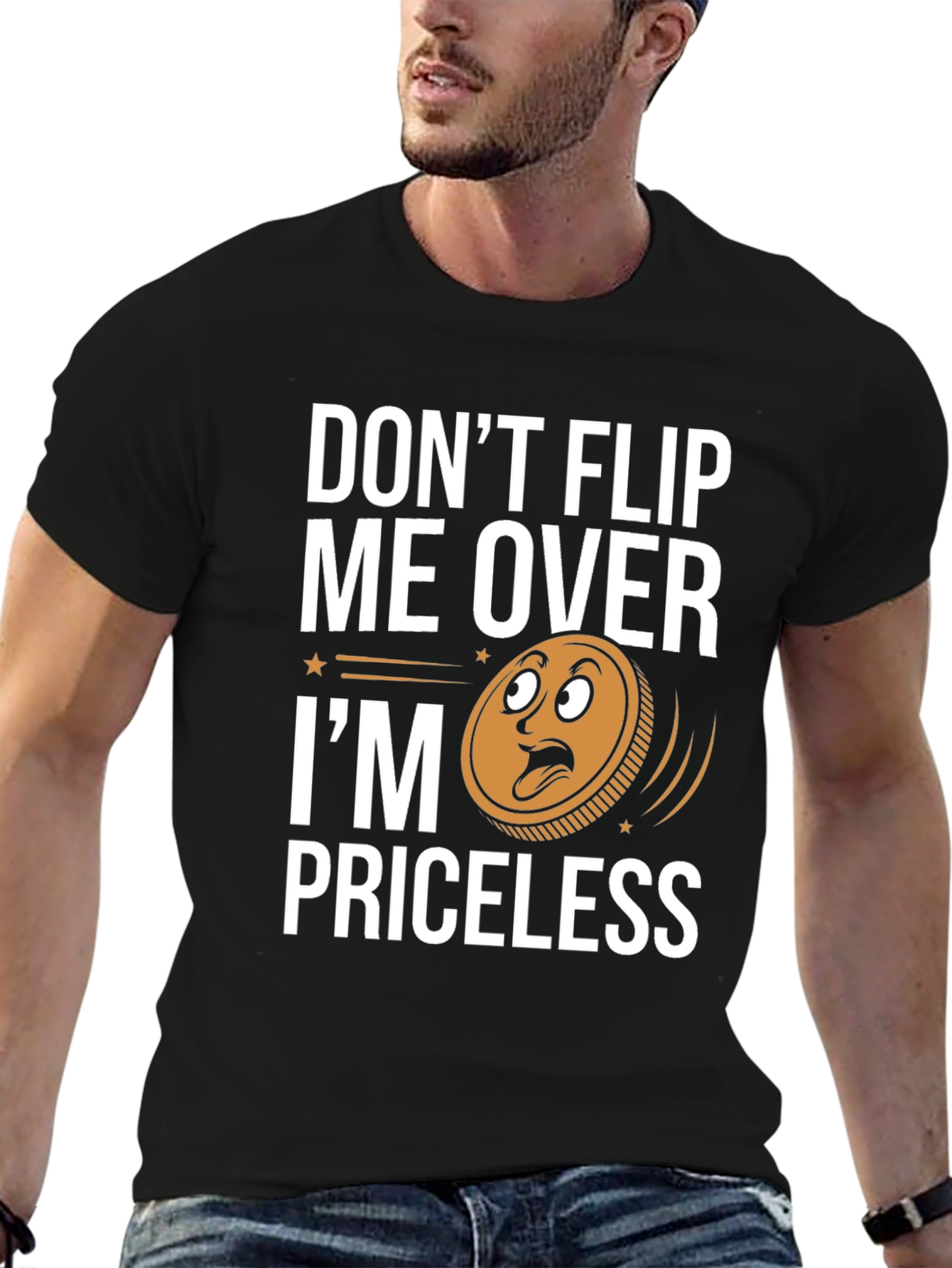 Black Don't Flip Me Over I'm Priceless T-Shirt view 6