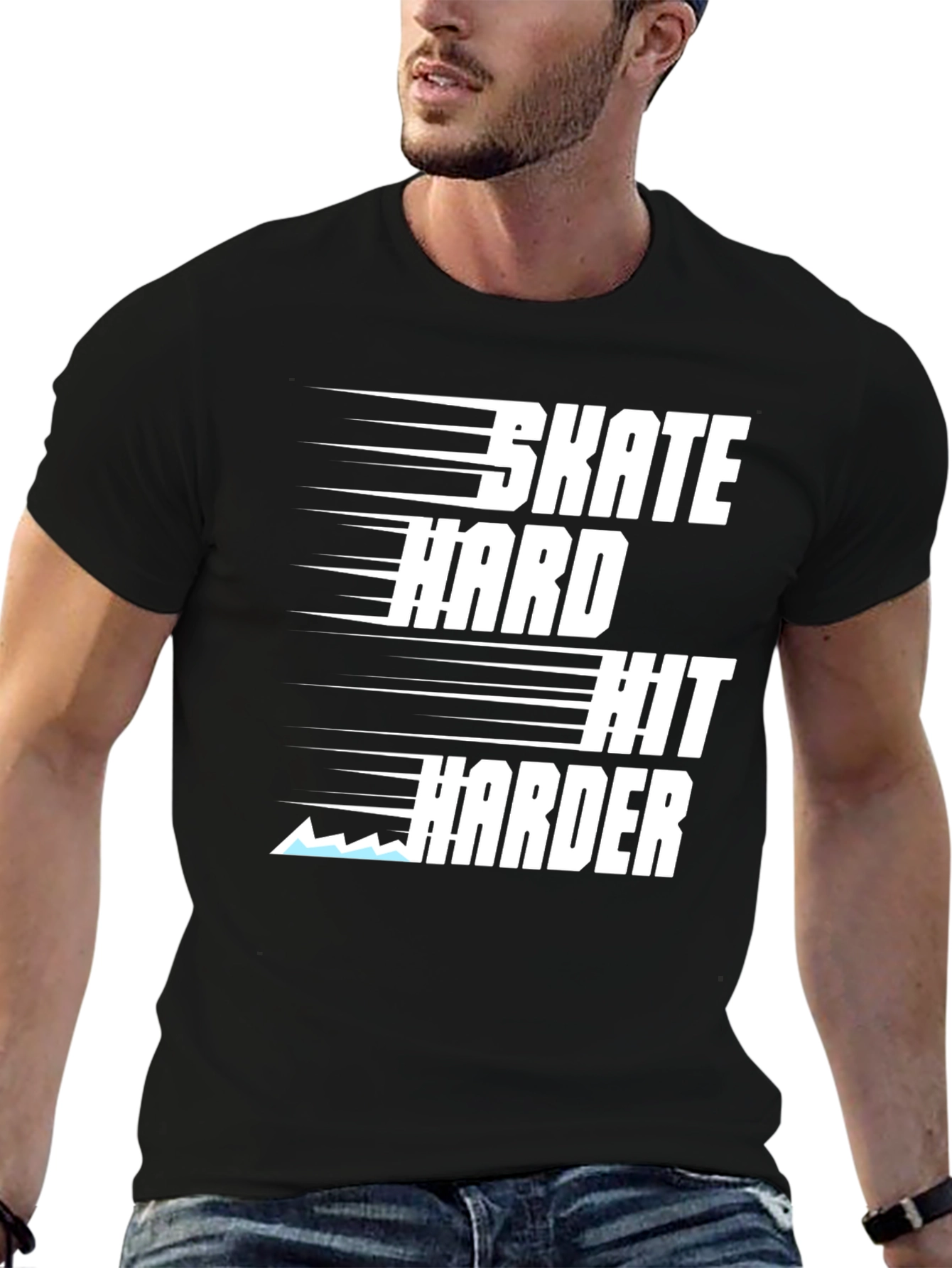 Black Skate Hard Hit Harder Graphic Tee view 6