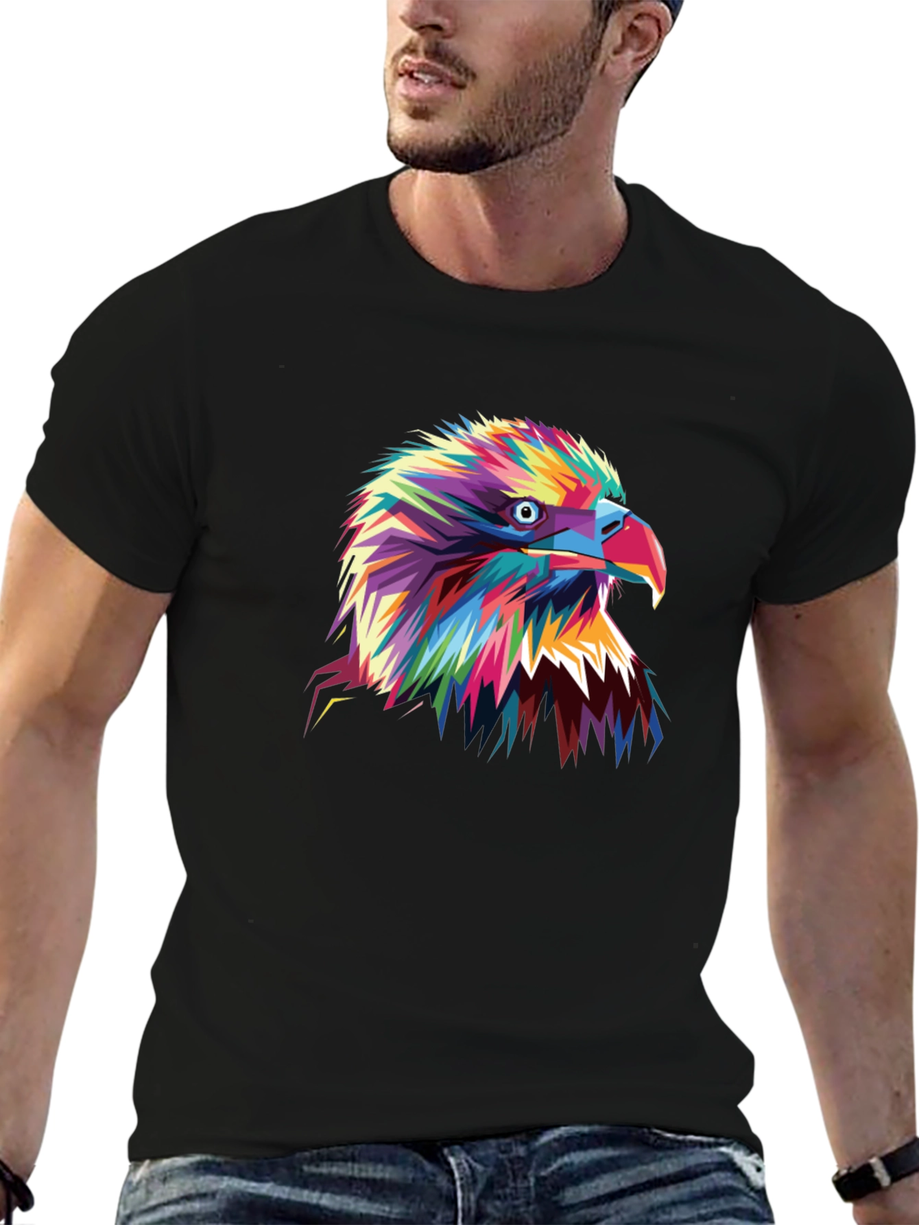 Black Bold Eagle Graphic Tee - Vibrant Colors view 6