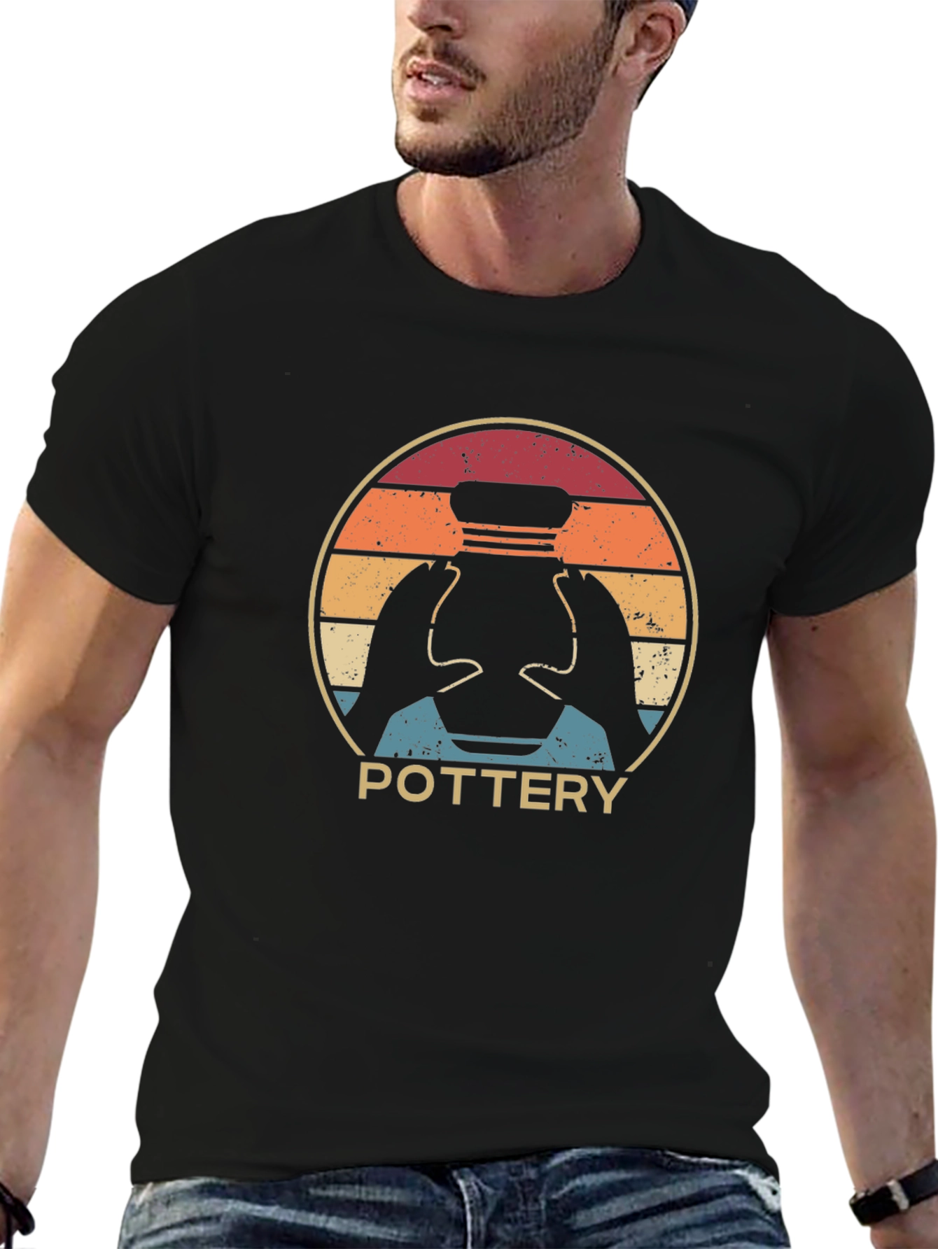 Black Vintage Pottery T-Shirt - Artistic Craft Design view 6