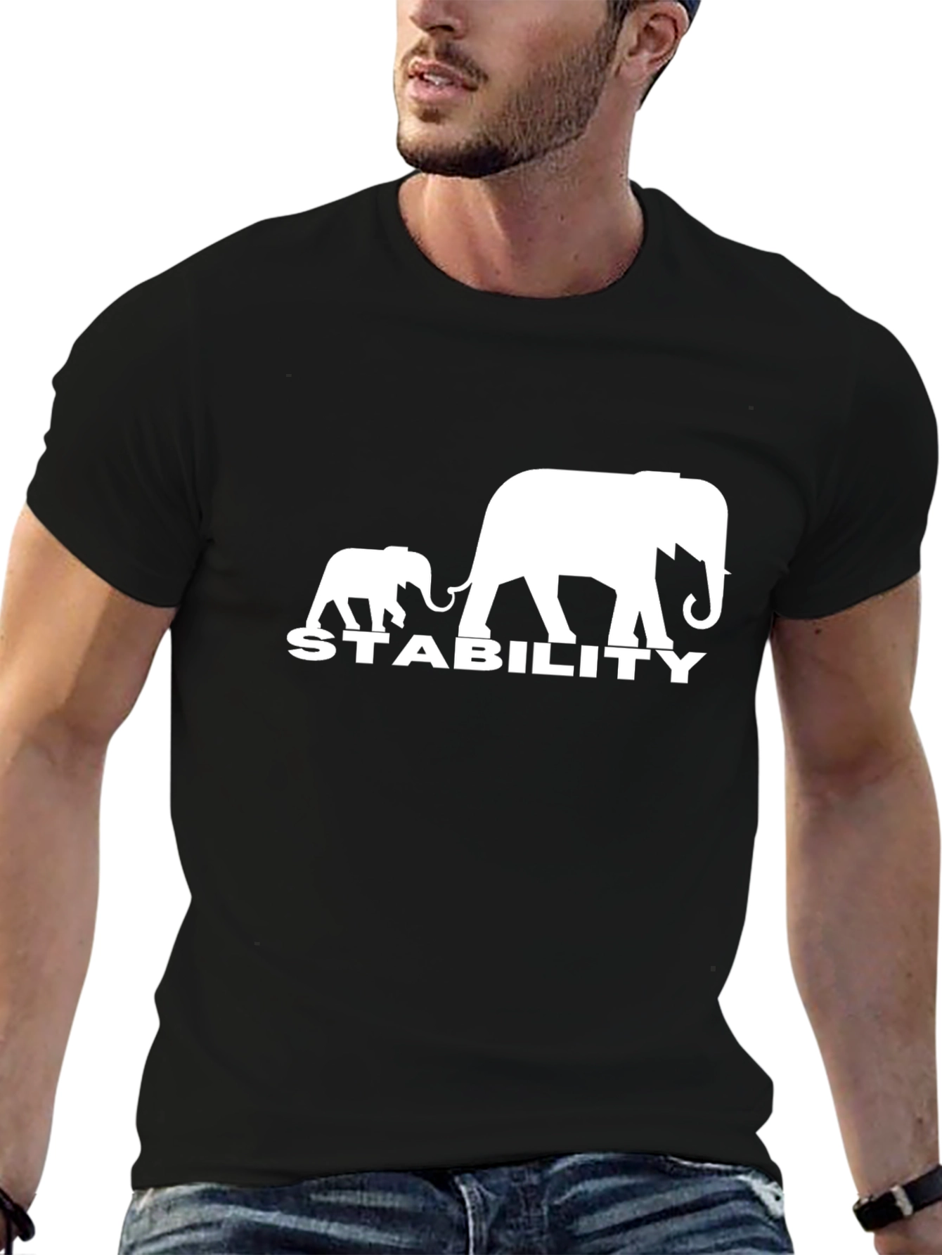 Black Stability Elephant Graphic T-Shirt - Black view 6