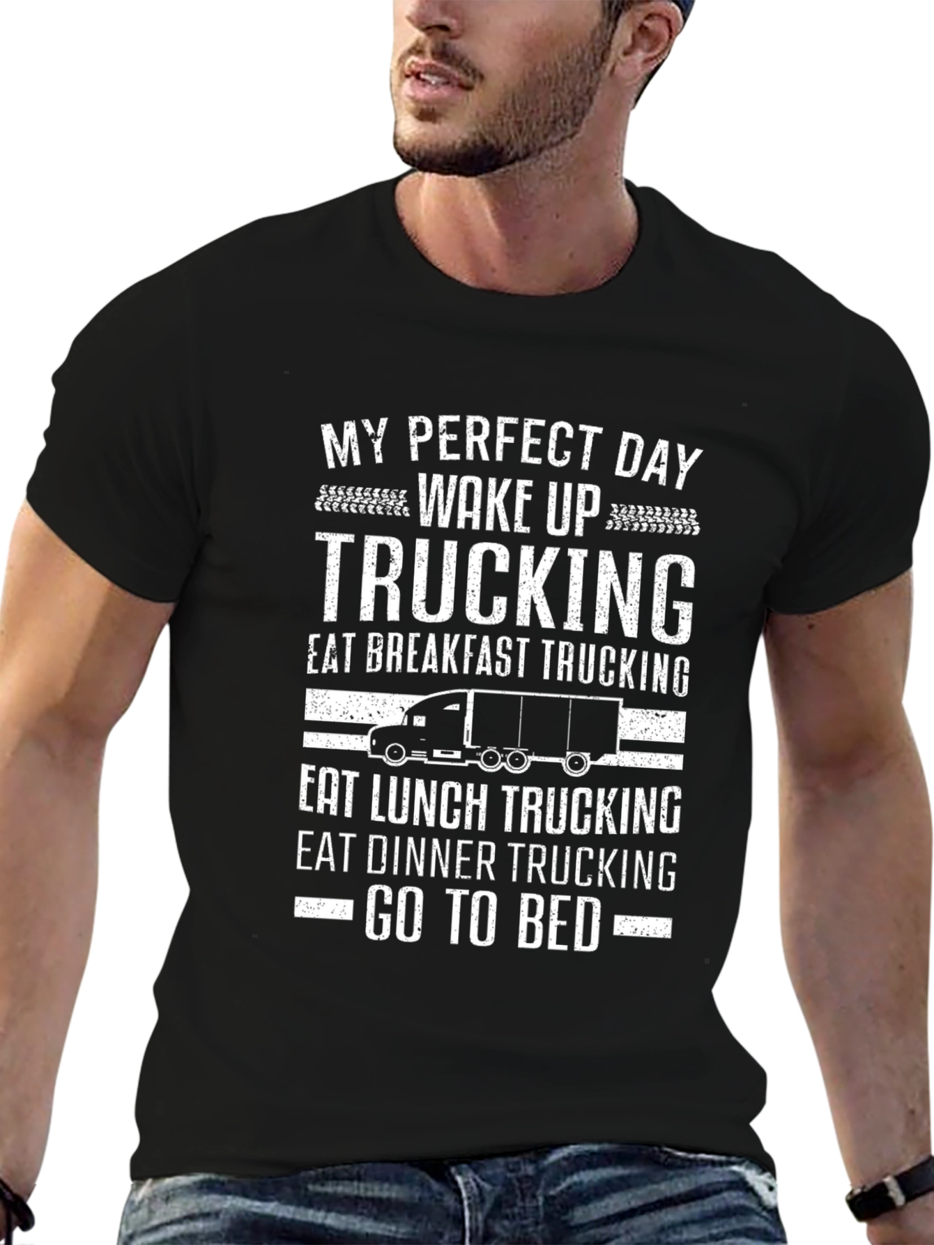 Black Trucking T-Shirt: My Perfect Day view 6