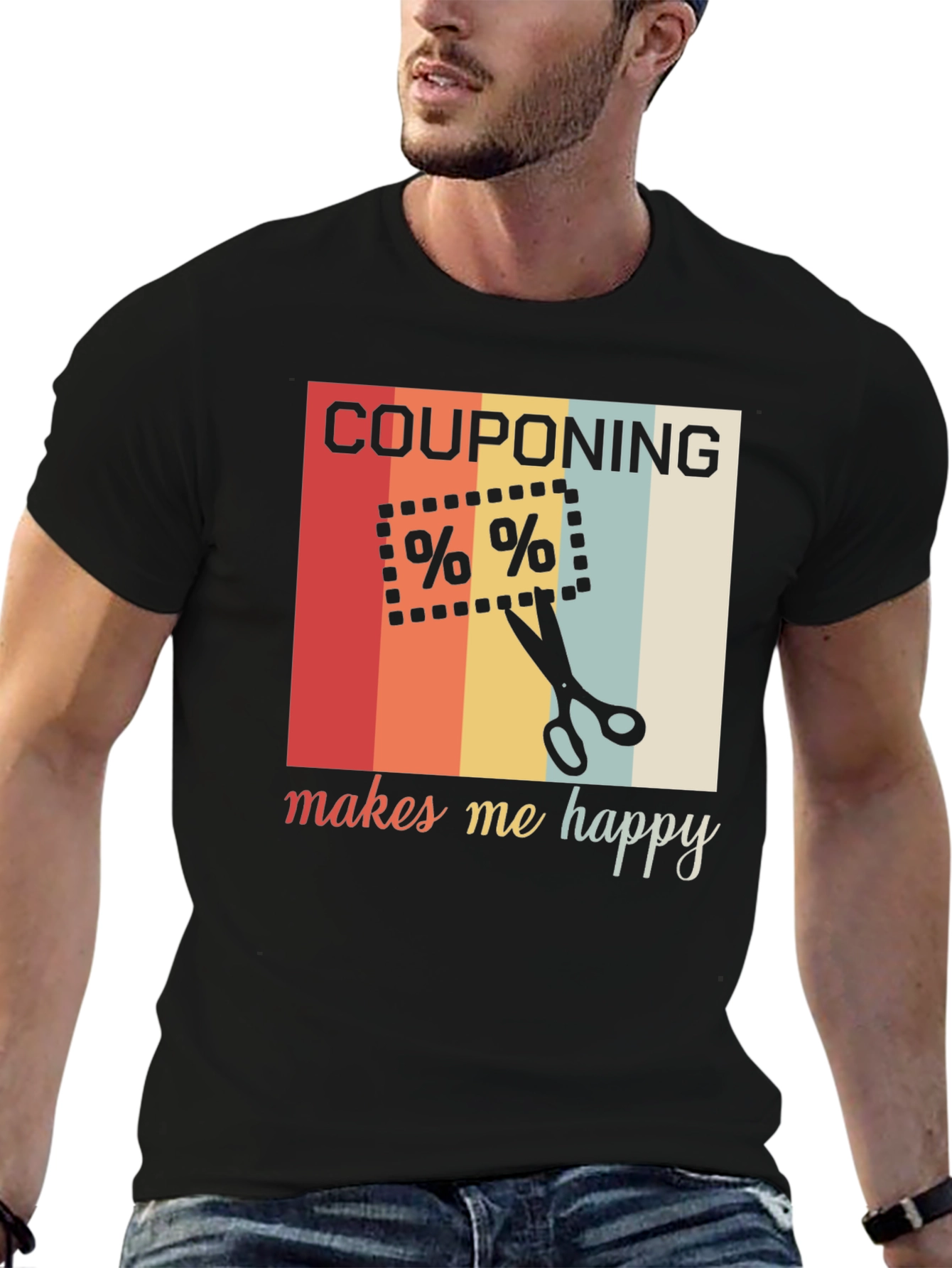 Black Couponing Makes Me Happy T-Shirt view 6