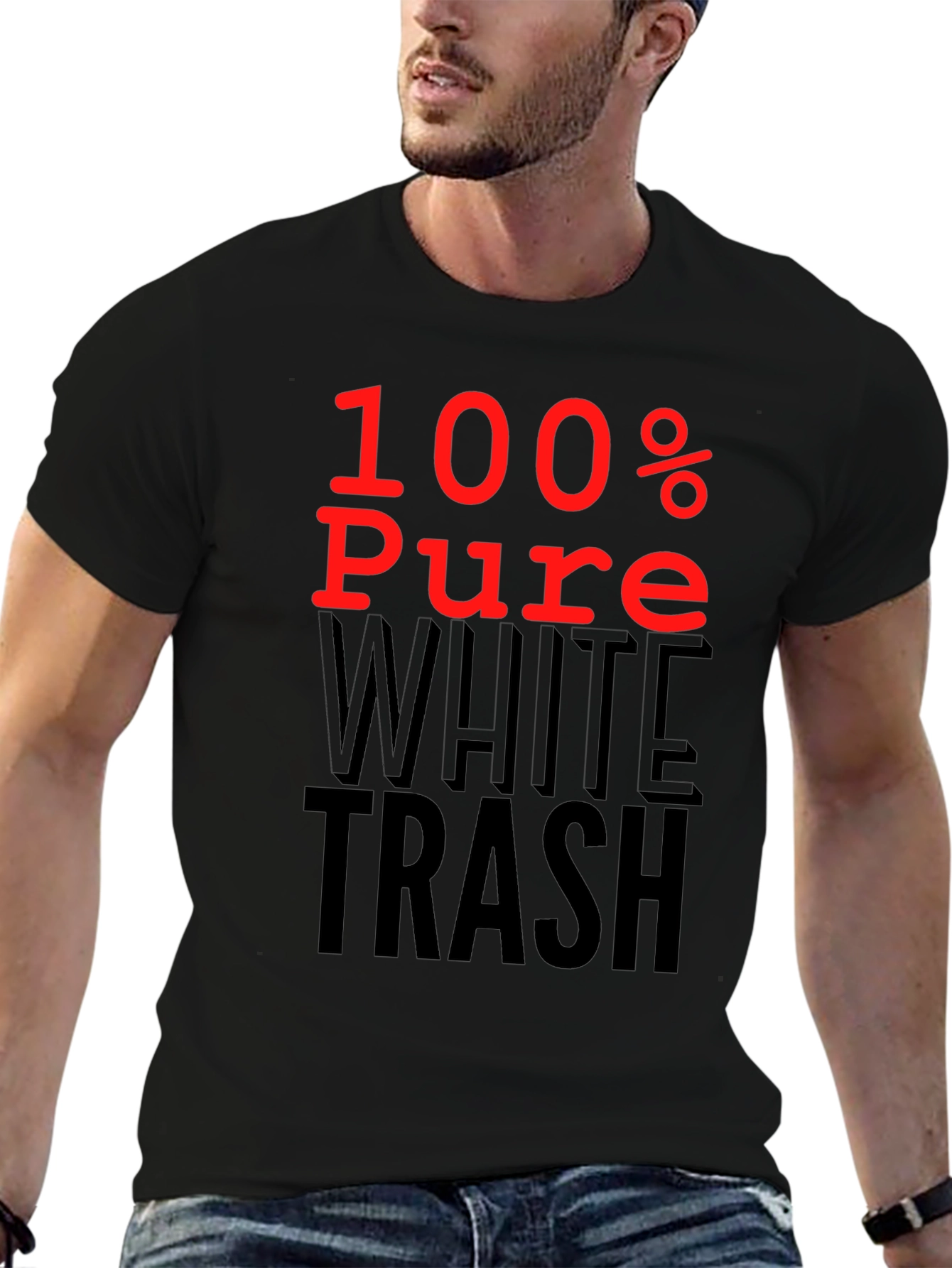Black 100% Pure White Trash Graphic Tee view 6