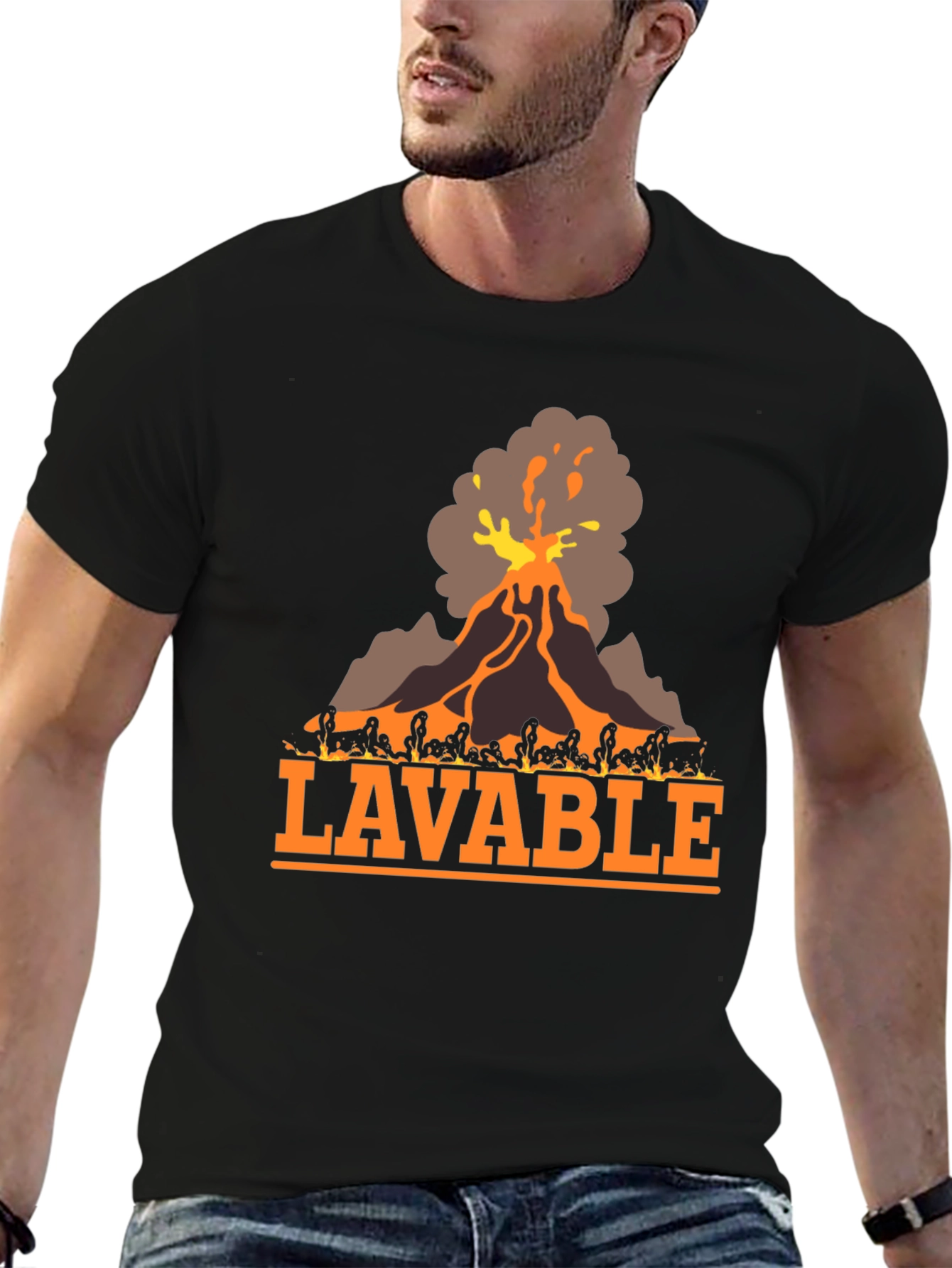 Black Lavable Volcano T-Shirt - Cool Graphic Tee view 6
