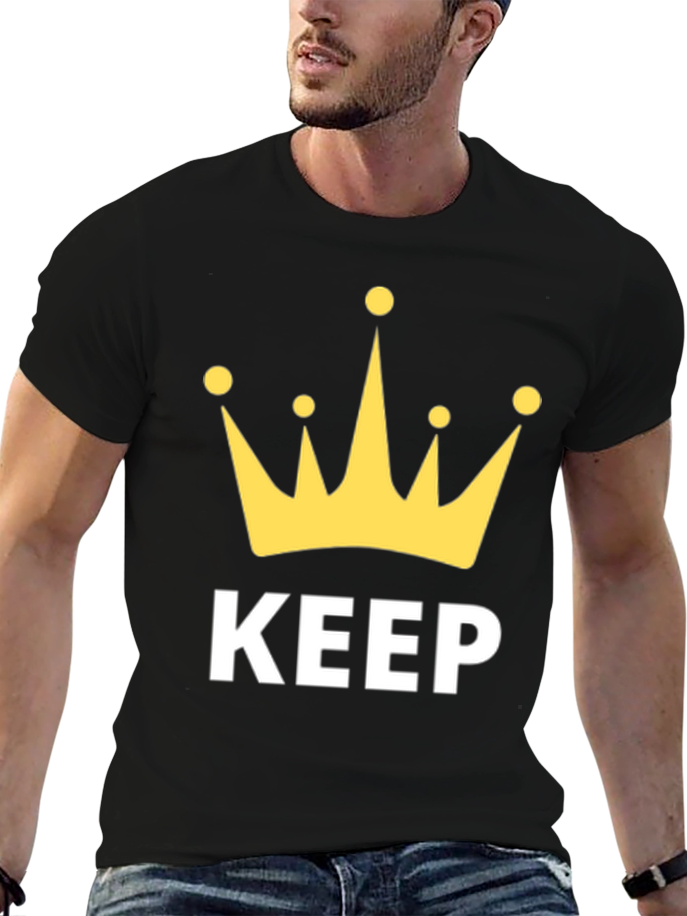 Black Keep Calm Crown Graphic T-Shirt view 6