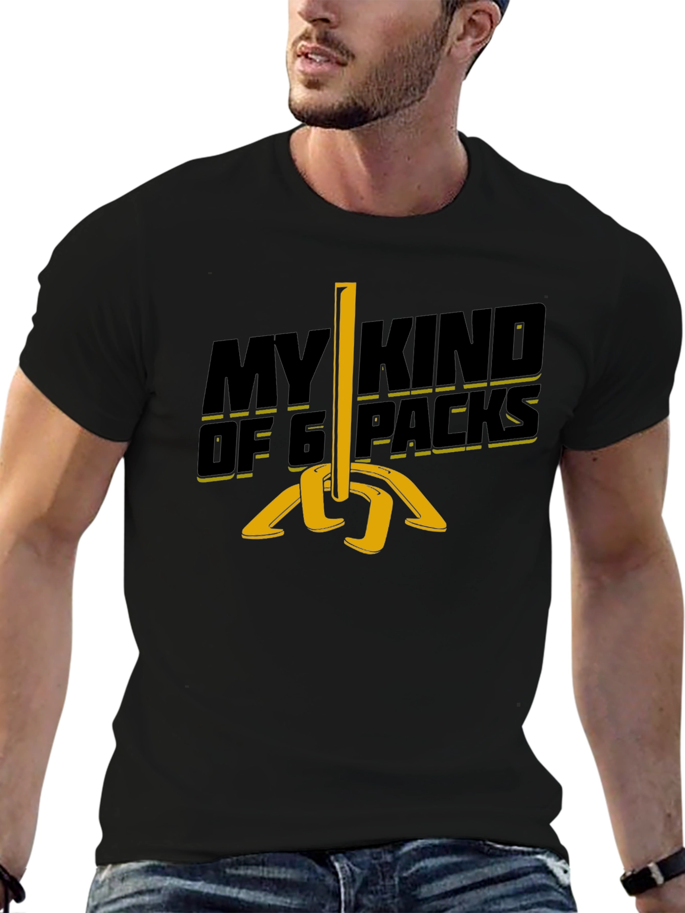 Black My Kind of 6 Packs T-Shirt: Horseshoe Humor Tee view 6