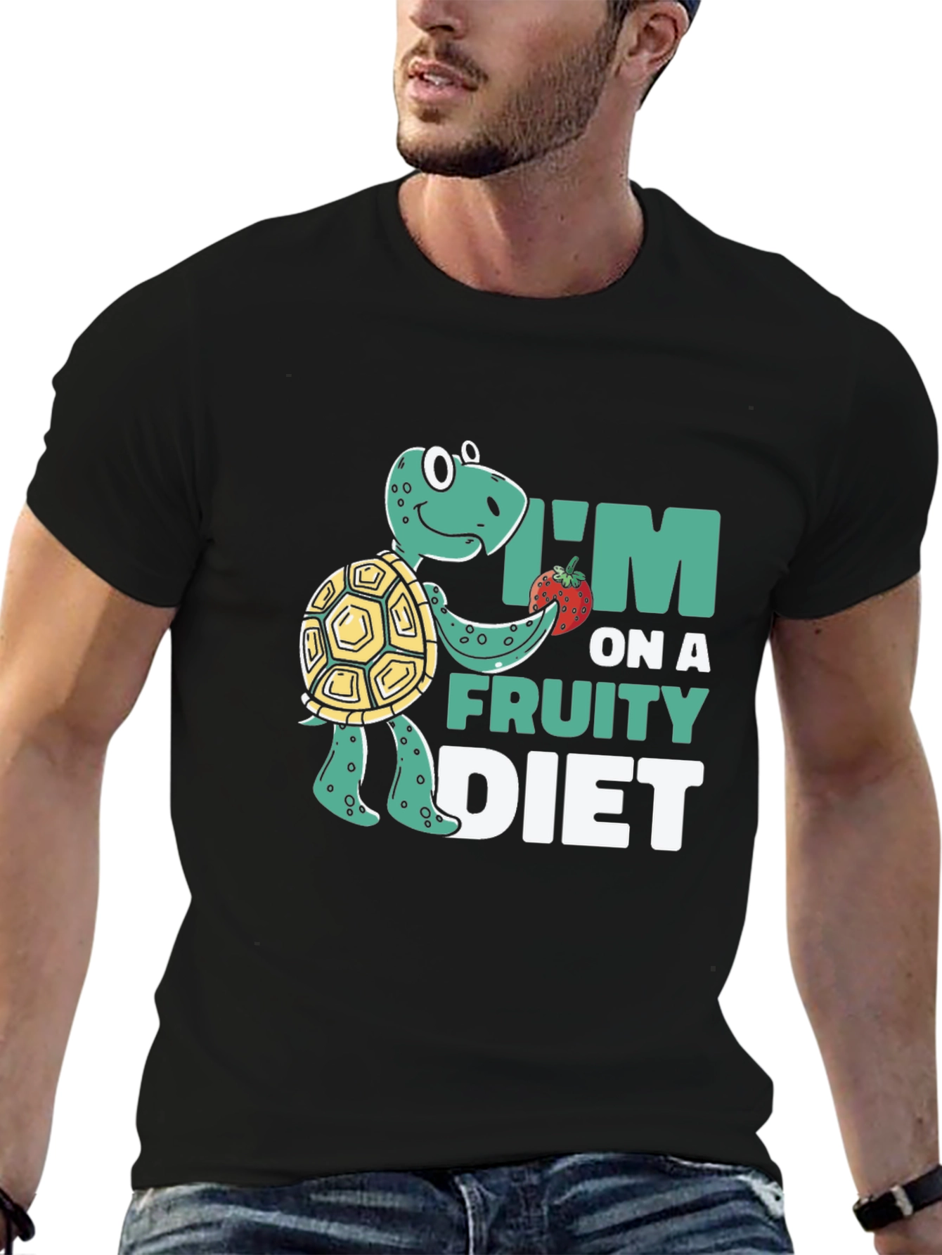 Black Fruity Diet Turtle T-Shirt view 6