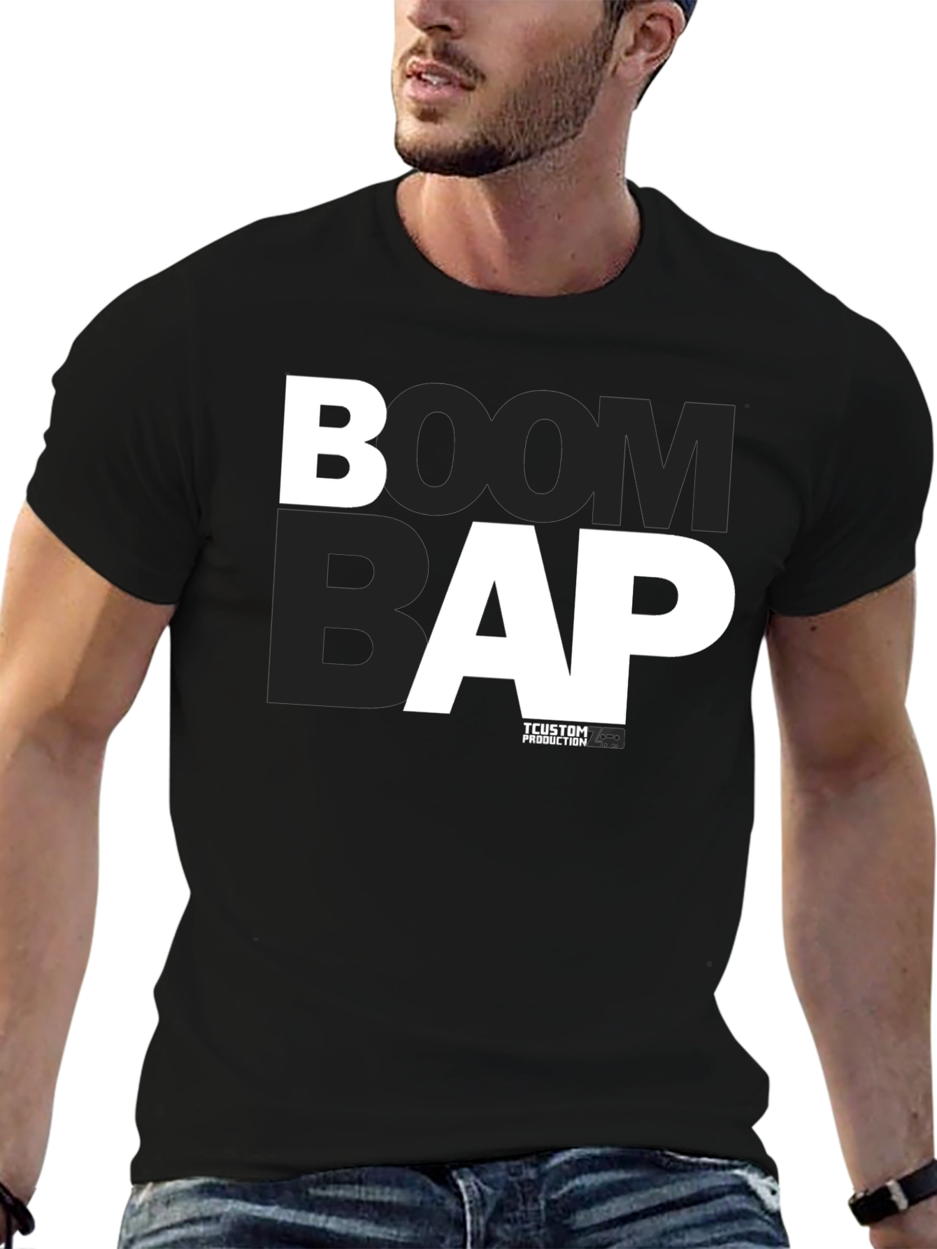 Black Boom Bap Graphic Tee - Black Cotton T-Shirt view 6