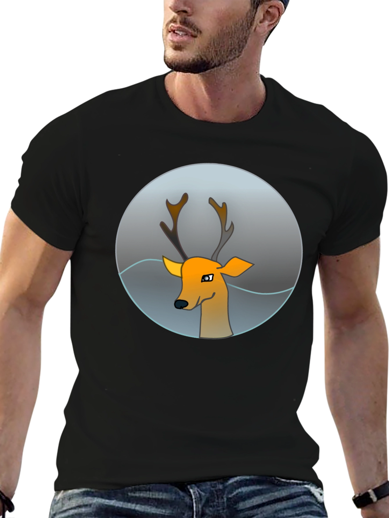 Black Deer Graphic Tee - Men's Black T-Shirt view 6