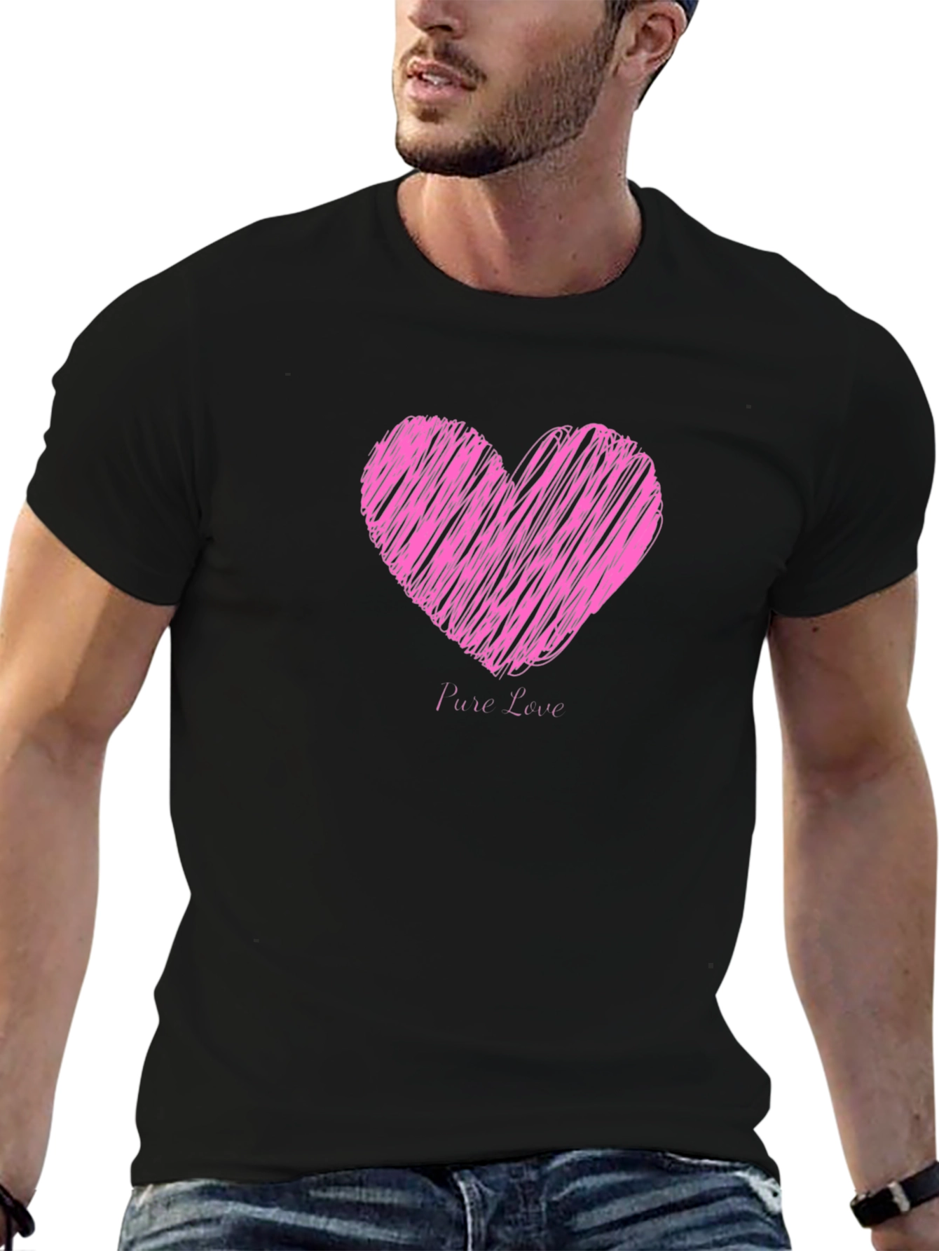 Black Heart Pure Love Black T-Shirt view 6